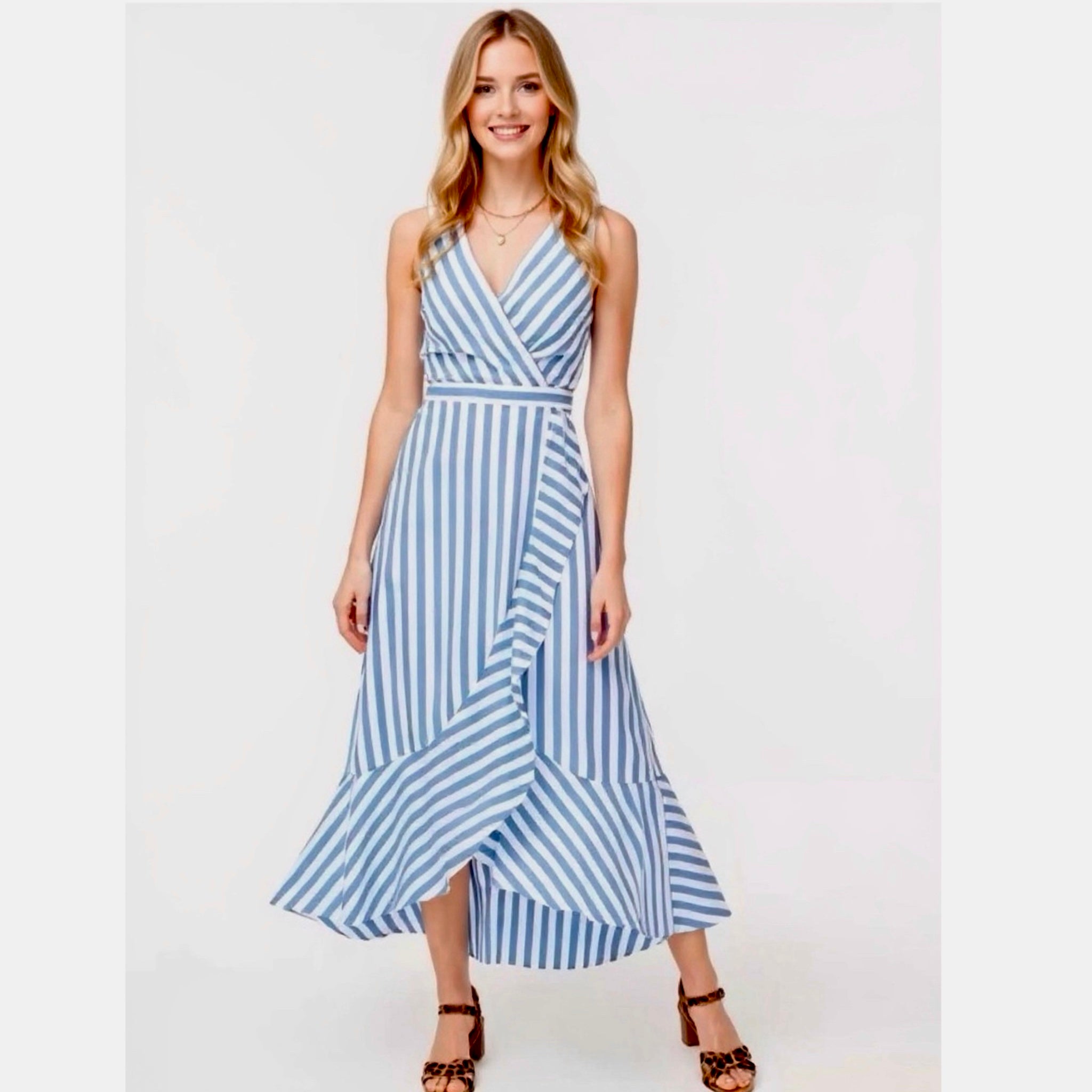 J.CREW Coastal Chic V Neck Dress Cotton Poplin Midi Ruffle Hem Women’s Sz 10
