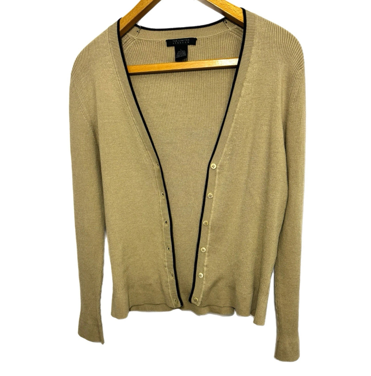 Vintage 90s THE LIMITED Silk Blend Cardigan Sweater Beige Stretch Knit Size M/L