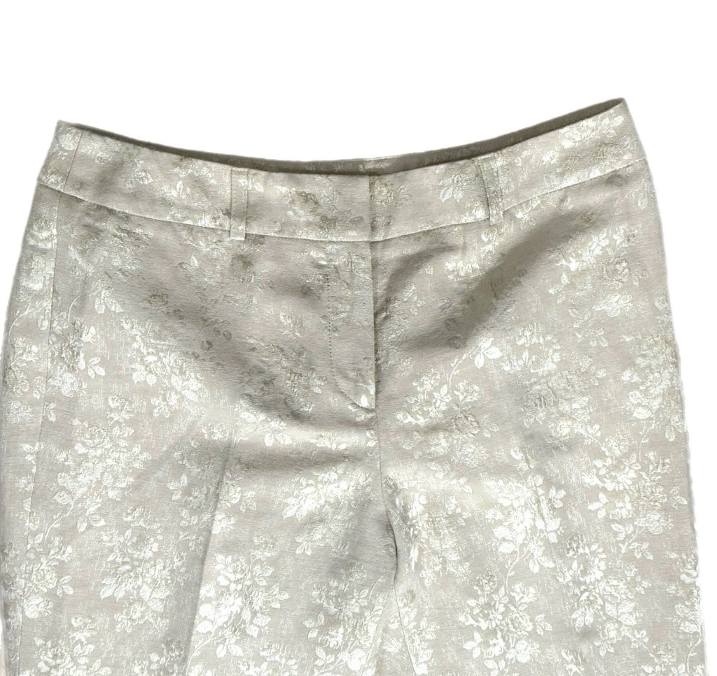 TALBOTS Petites Made In Italy Metallic Floral Brocade Pant Elegant Trouser Sz 8/10