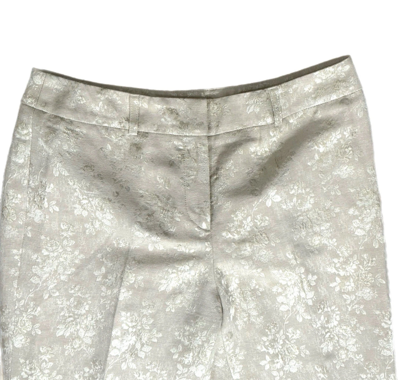 TALBOTS Petites Made In Italy Metallic Floral Brocade Pant Elegant Trouser Sz 8/10