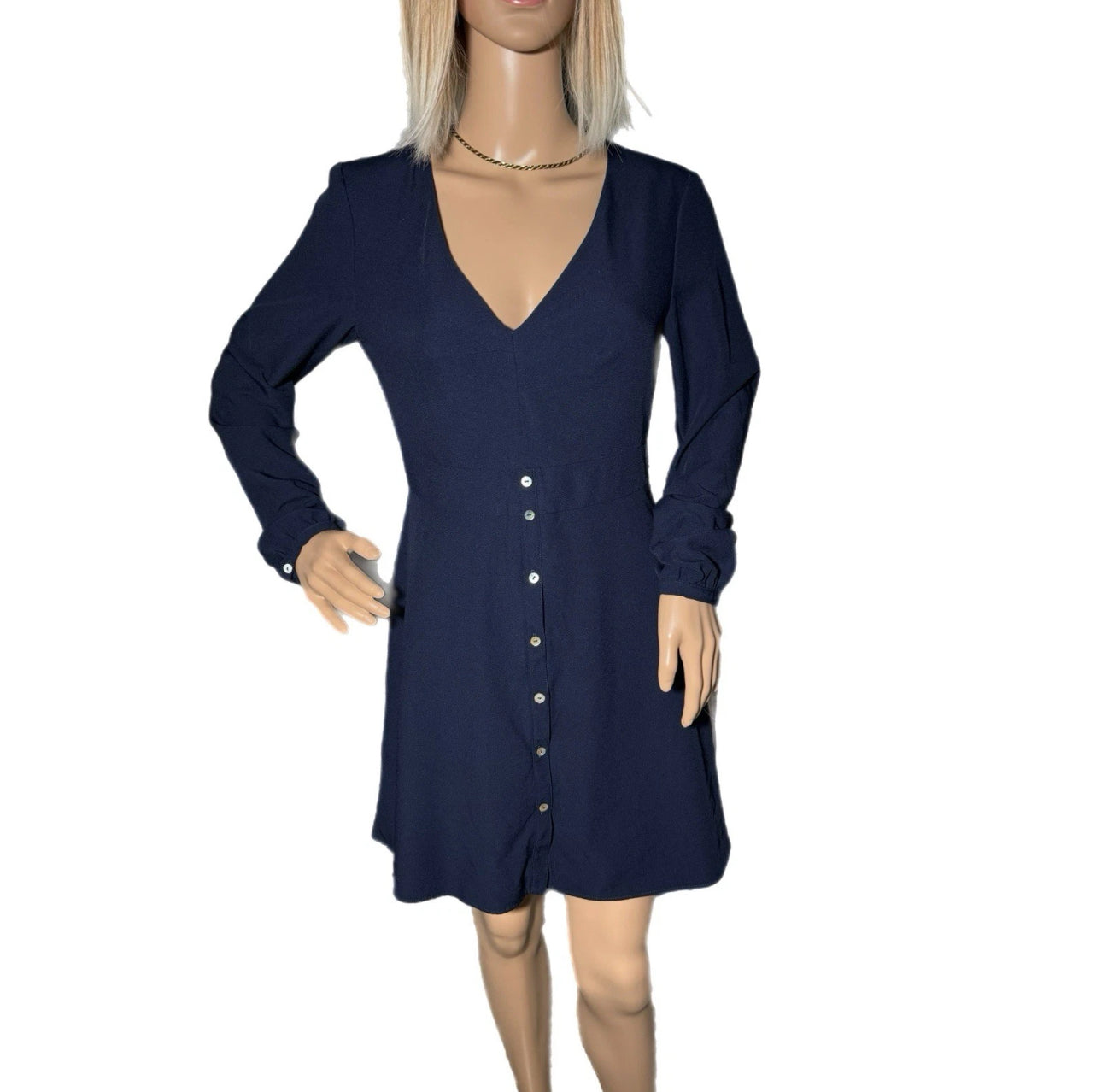 HUTCH Designer Navy Button Front Mini Dress Size S MSRP $290 Made in NYC