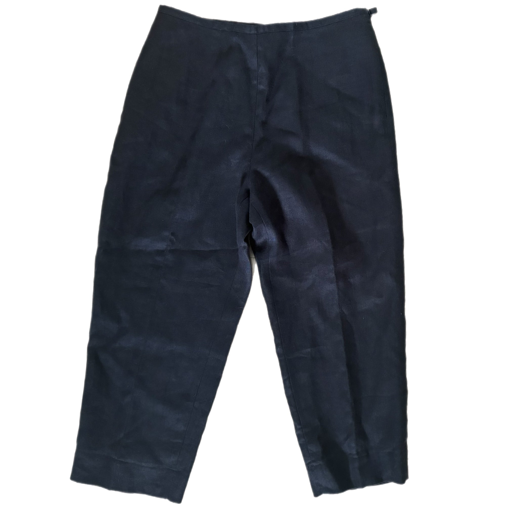 Vintage Talbots Petites 100% Irish Linen Black Straight Leg Ankle Pant Sz 10 NWT