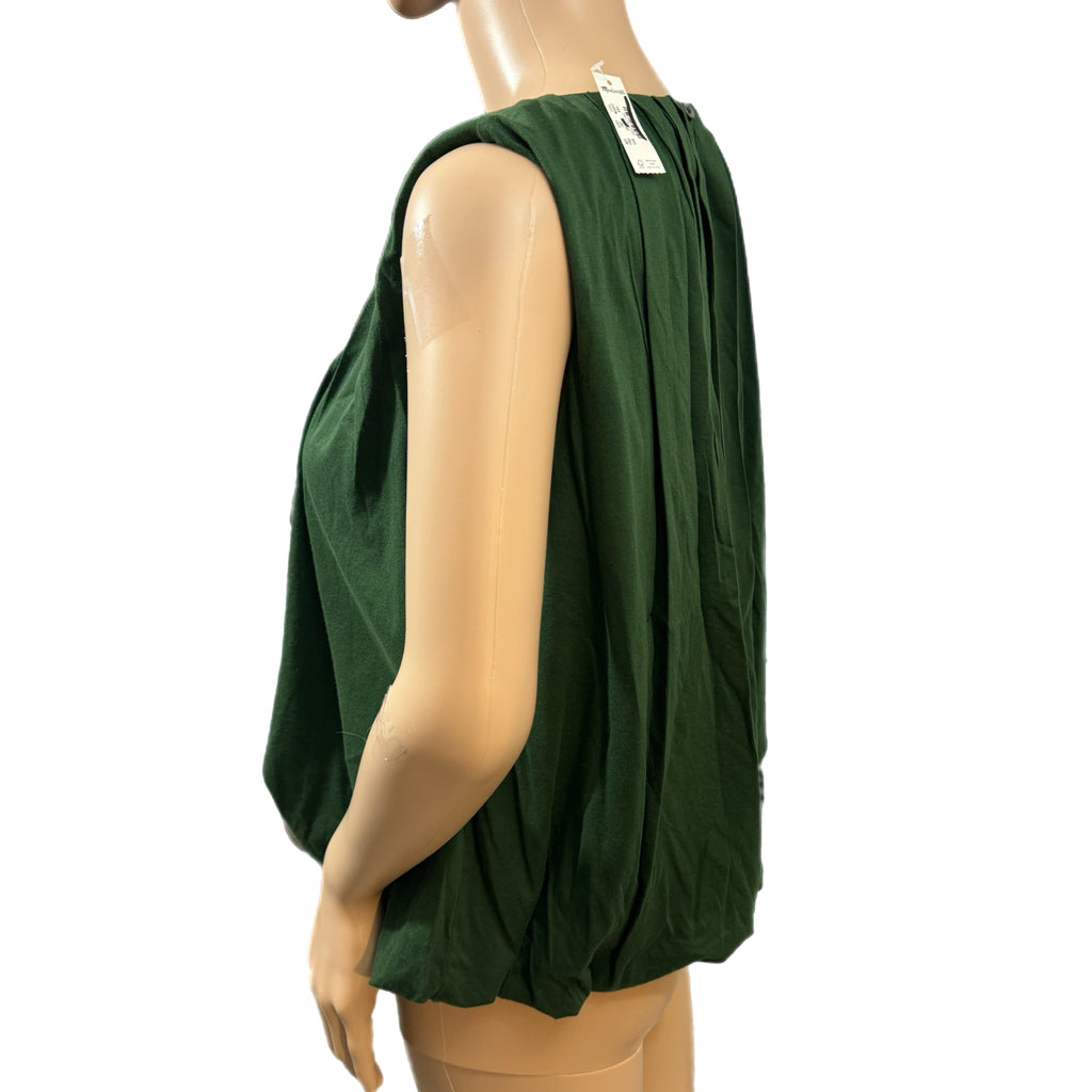 MADEWELL Sleeveless Crewneck Bubble Tank Top Sz XXS (Fits XS) Green Pleated New