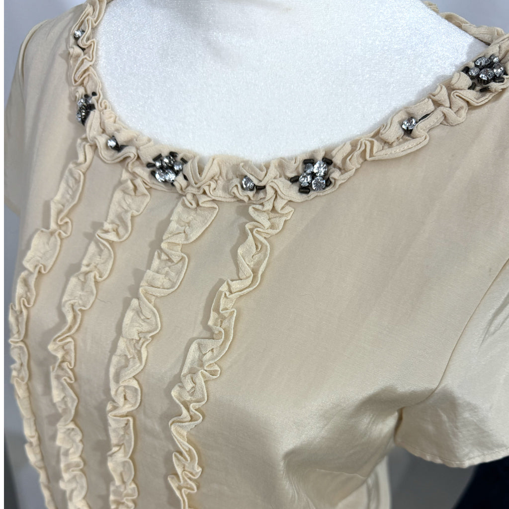 Rare BODEN LIMITED EDITION Embellished Silk Blend Top in Champagne Womens Sz 8