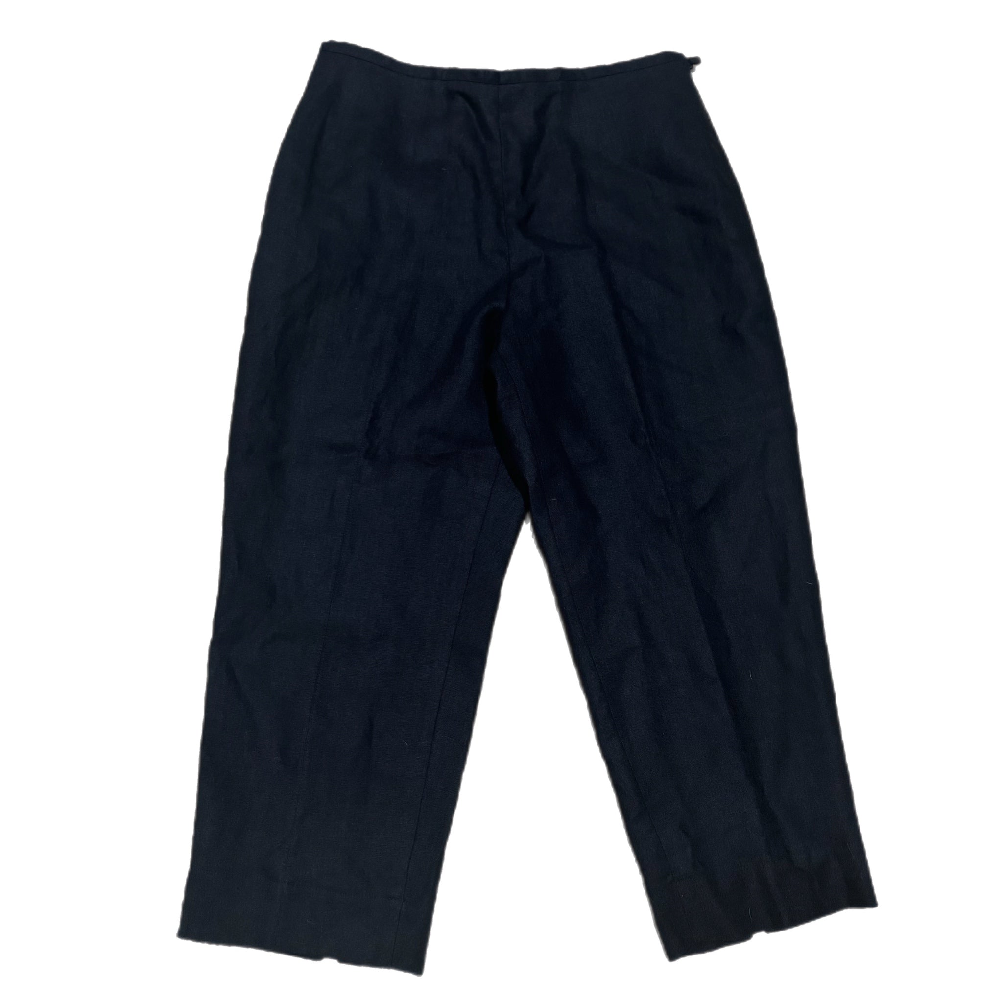 Vintage Talbots Petites 100% Irish Linen Black Straight Leg Ankle Pant Sz 10 NWT