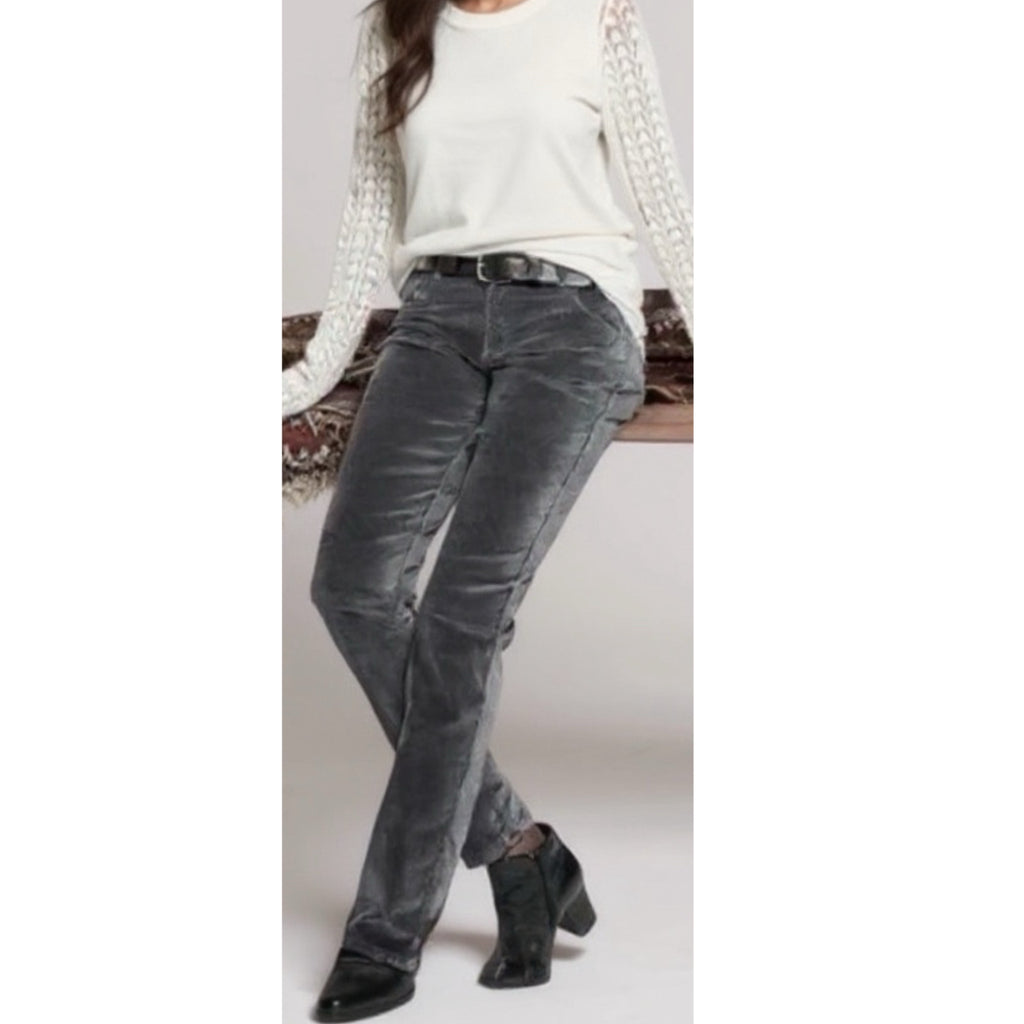Garnet Hill Gray Straight Leg Corduroy Pants Womens Size 10P Effortless Chic