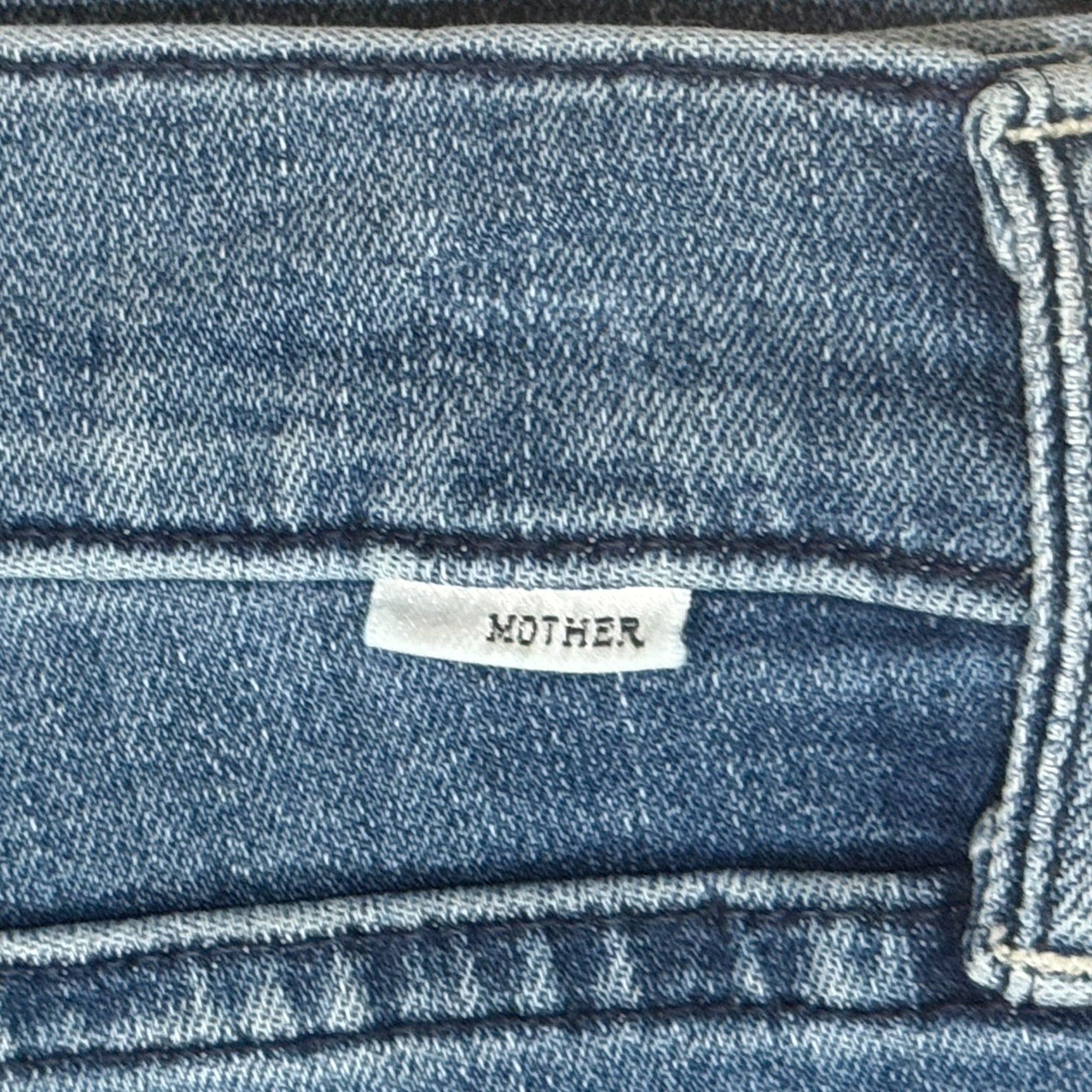 MOTHER Jeans Sz 32 Mid Rise Straight Ankle Denim We The Animals Wash 90s Dazzler
