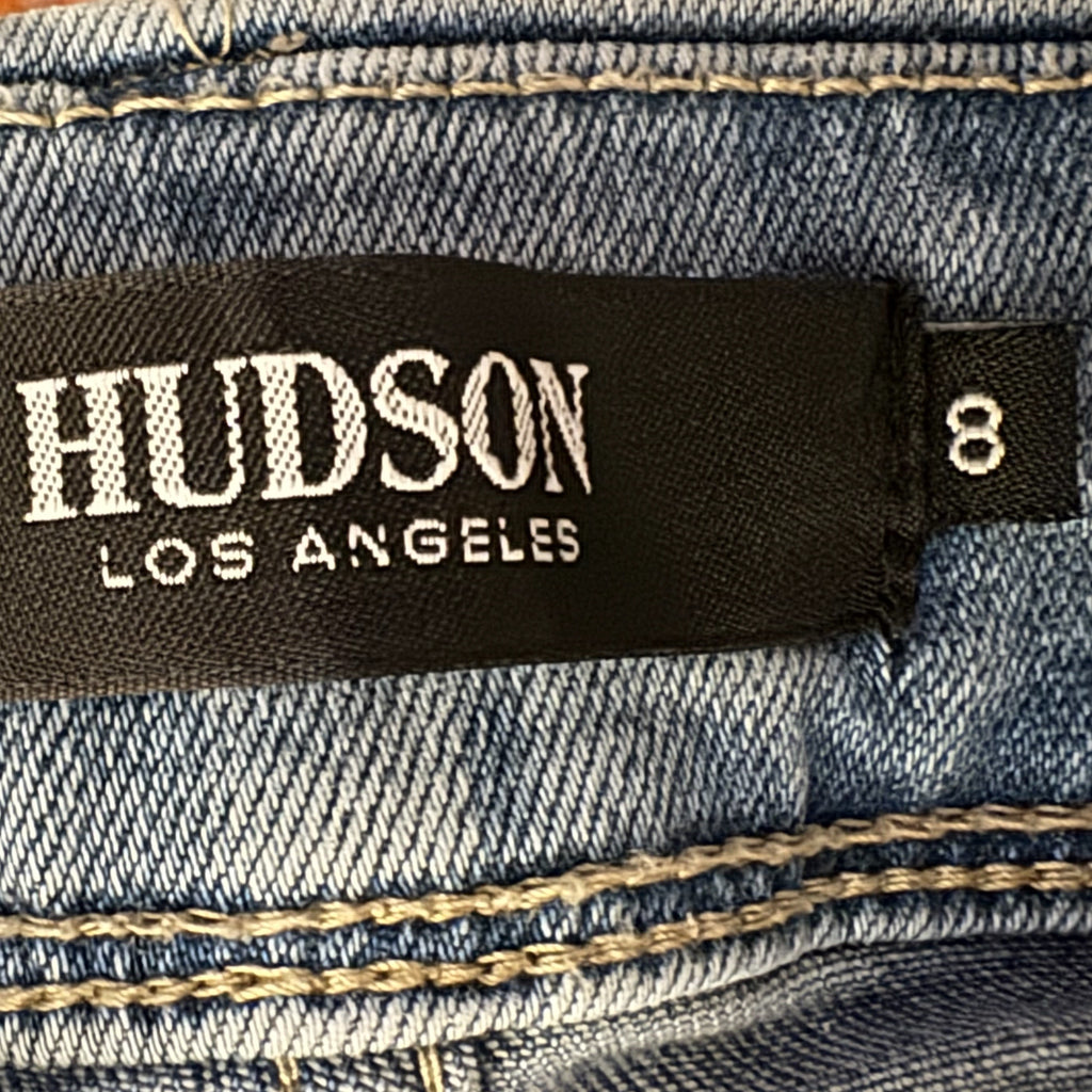 HUDSON Jeans Women’s Light Wash Straight Leg Flap Pockets Denim Mid Rise Sz 8