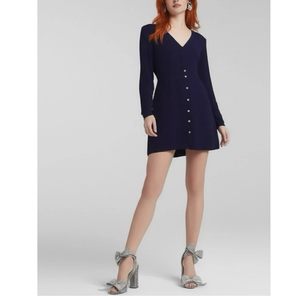 HUTCH Designer Navy Button Front Mini Dress Size S MSRP $290 Made in NYC