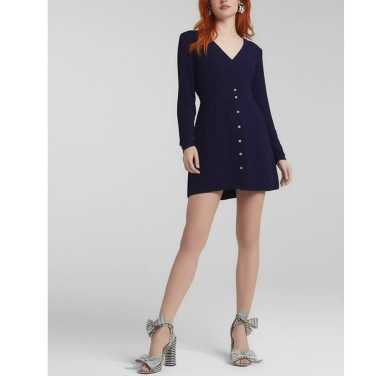 HUTCH Designer Navy Button Front Mini Dress Size S MSRP $290 Made in NYC