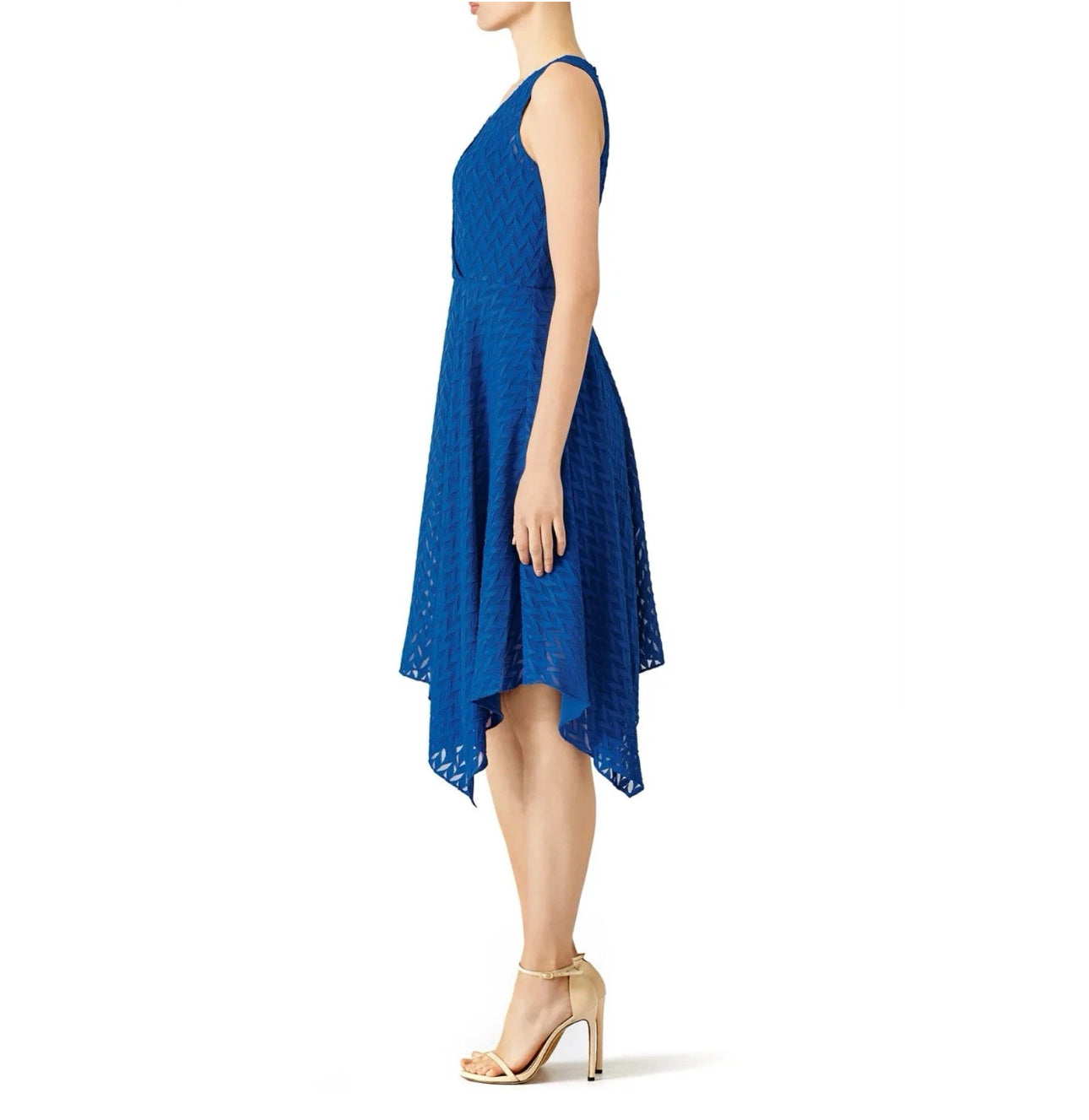 1 Shoshanna Emmy Cobalt Blue Midi Dress V-Neck Designer Classic Size 4 – MSRP $330
