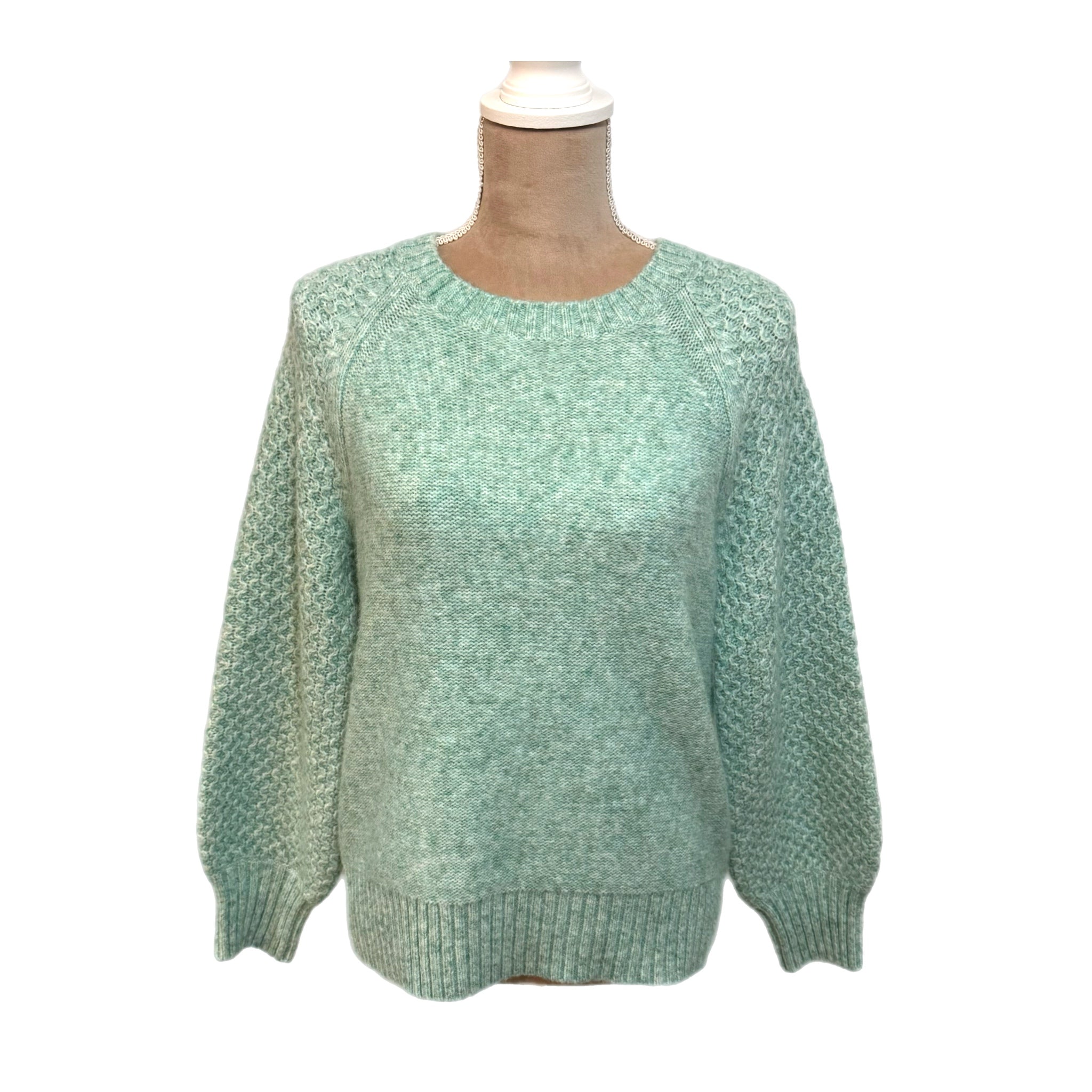 J.Crew Women’s  Multi Green Textured Knit Sweater Wool Alpaca Blend Sz M