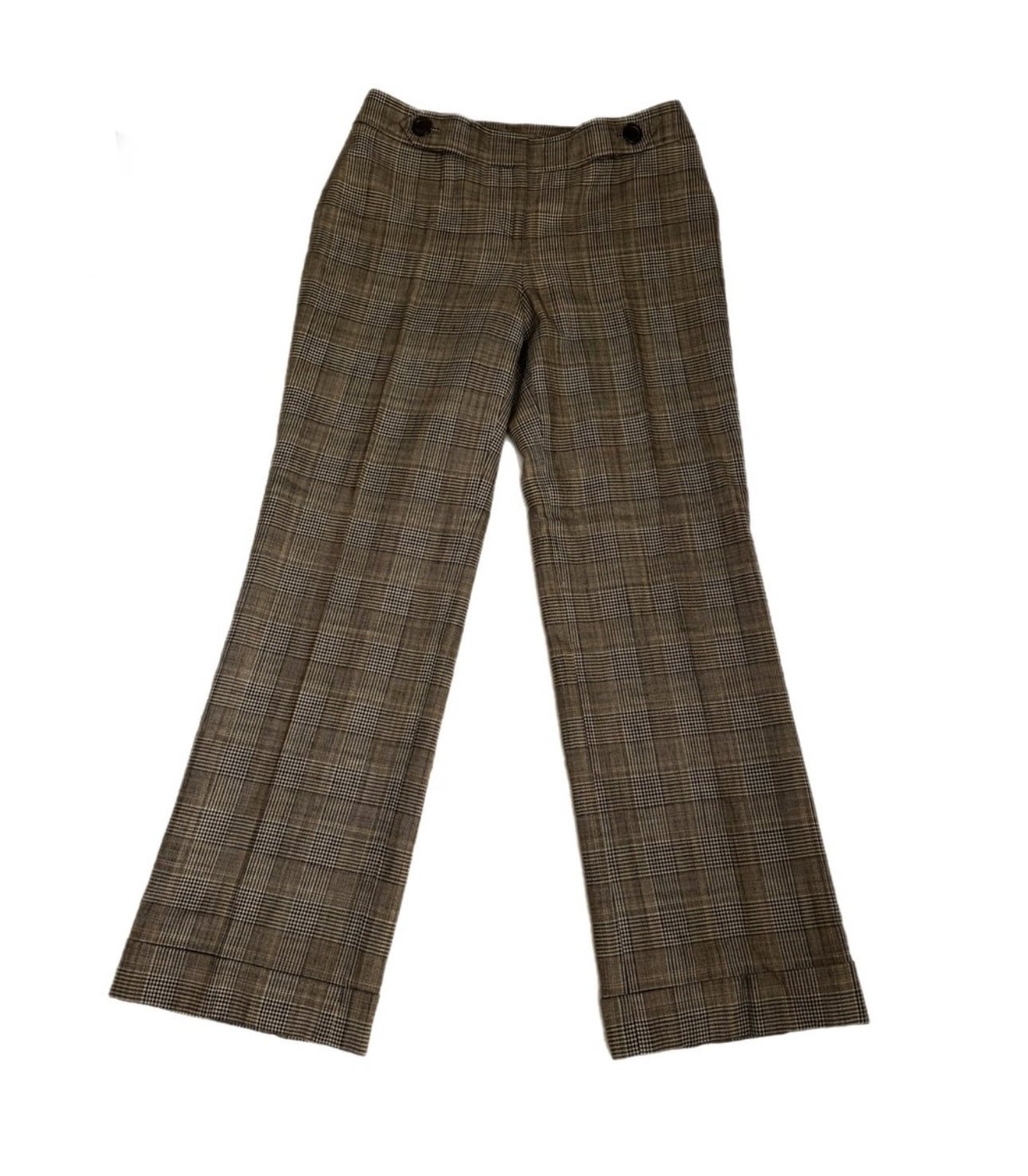 Ann Taylor Wool Blend Plaid Dress Pant Trousers Autumn Check Flare Leg Sz 2P
