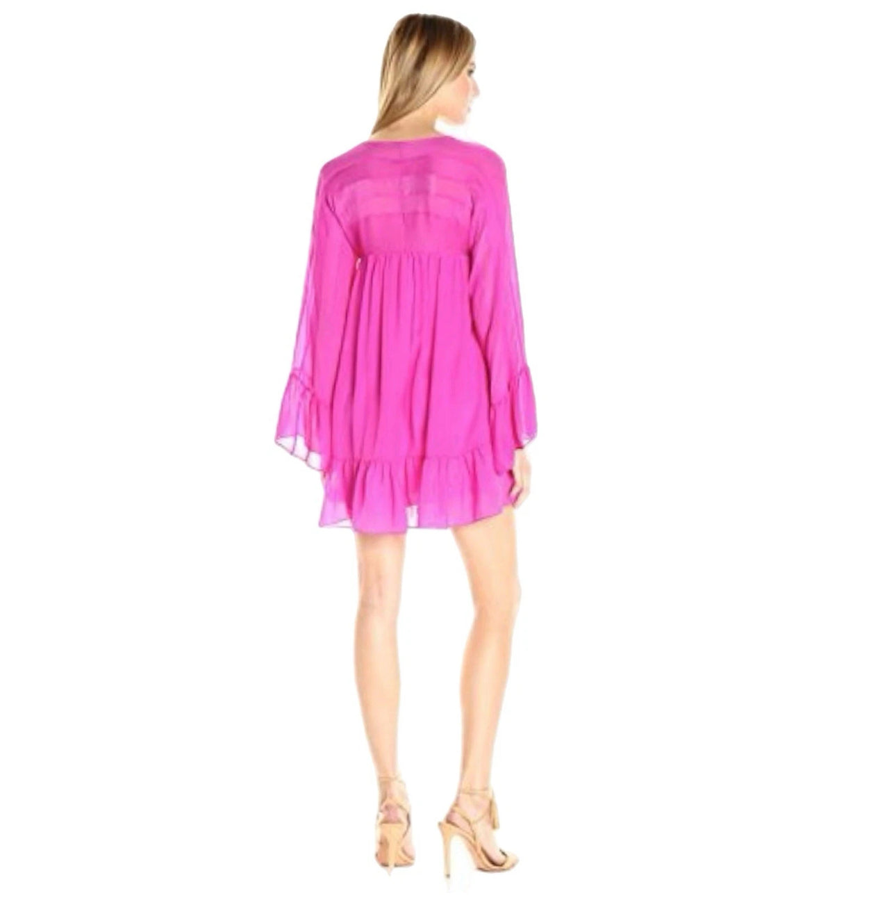 Rachel Zoe Designer Silk Boho Ruffle Lightweight Dress Long Sleeve Women’s Sz 2