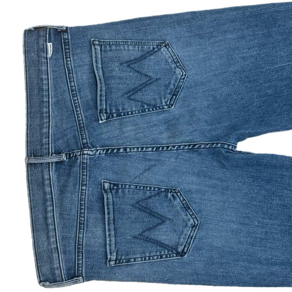 MOTHER Jeans Sz 32 Mid Rise Straight Ankle Denim We The Animals Wash 90s Dazzler