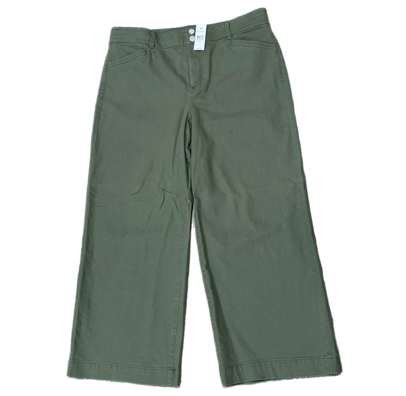 Ann Taylor High Rise Slim Wide Leg Crop Pants Olive Trousers NWT Sz 14
