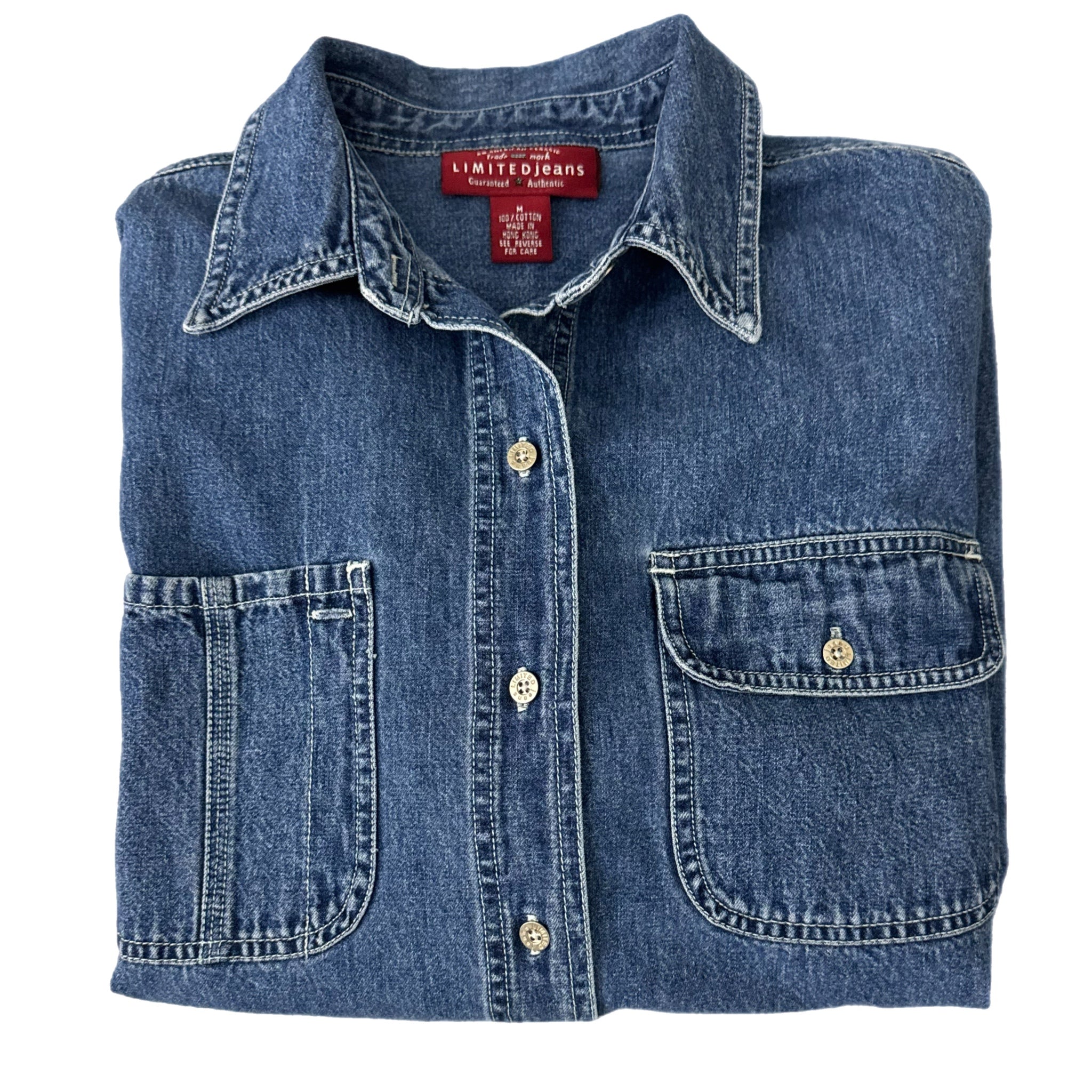 Vintage 90s AUTHENTIC LIMITED Denim Shirt Women’s Button Up Oversized Sz M