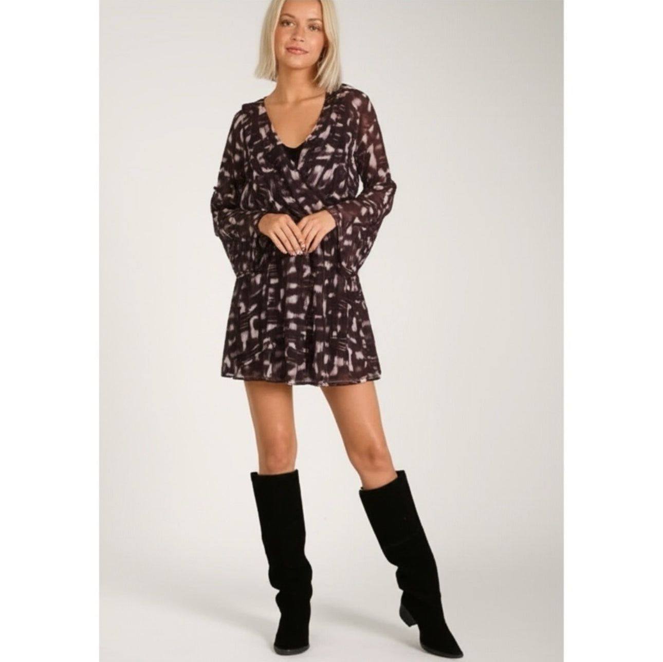 Abercrombie & Fitch Women’s Boho Chiffon Mini Dress Abstract Print Sz S