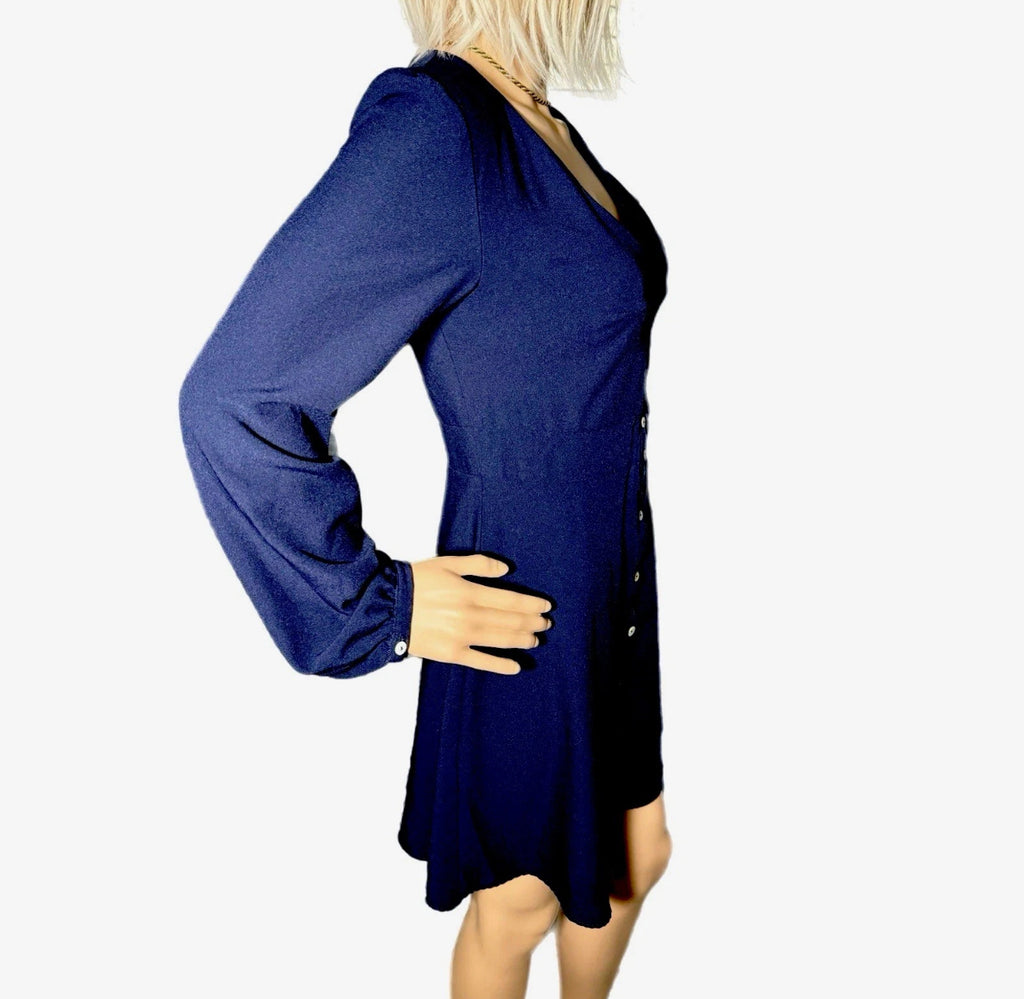 HUTCH Designer Navy Button Front Mini Dress Size S MSRP $290 Made in NYC