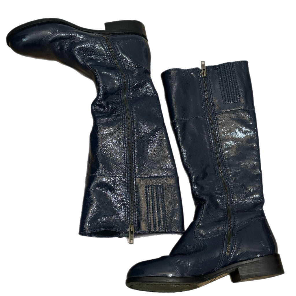 BODEN Genuine Leather Knee High Boots In Classic Navy US Sz 6.5 Made in Brazil