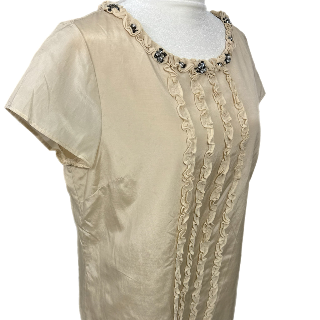 Rare BODEN LIMITED EDITION Embellished Silk Blend Top in Champagne Womens Sz 8