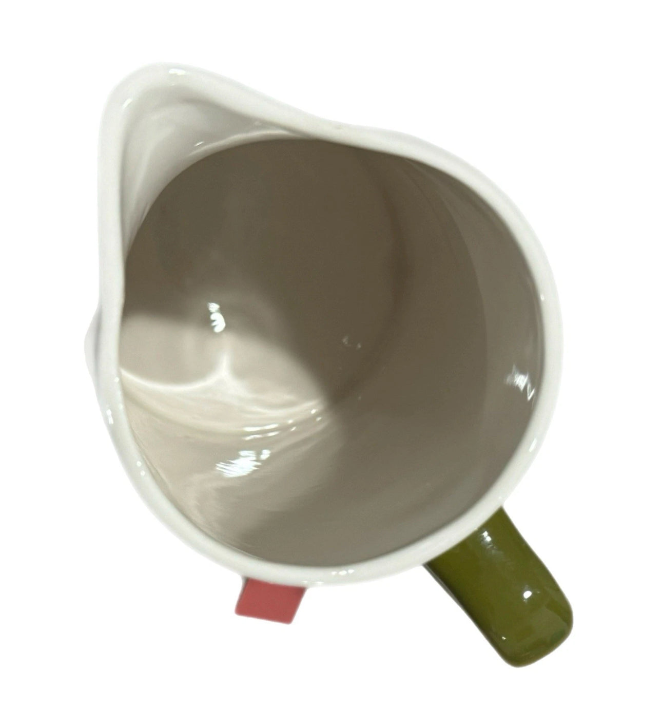 New Ceramic Pitcher Herbs Botanical Painted Green White 9.5”