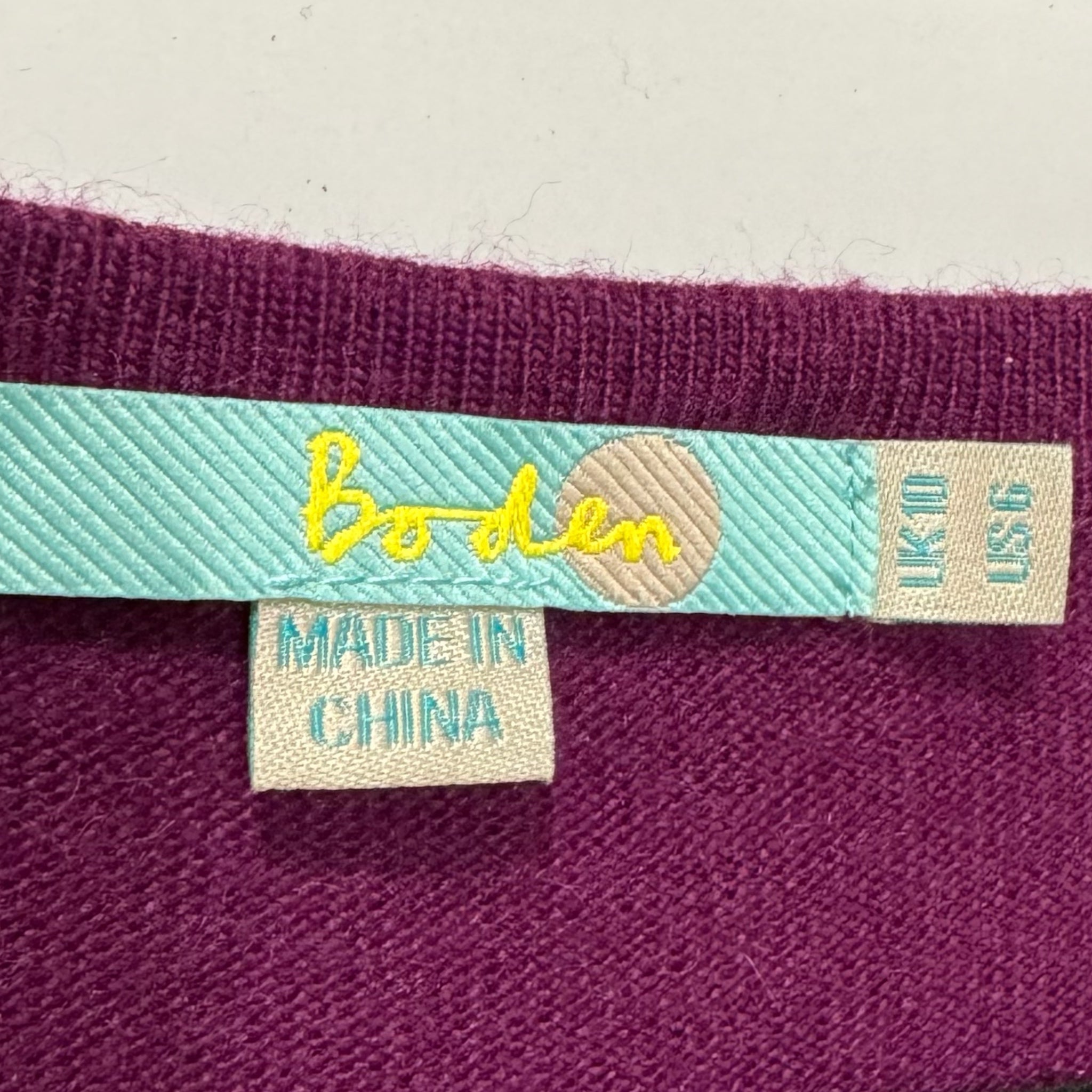BODEN Purple Sweater Dress Womens Cashmere Angora Blend Scallop Mod Retro Sz 6