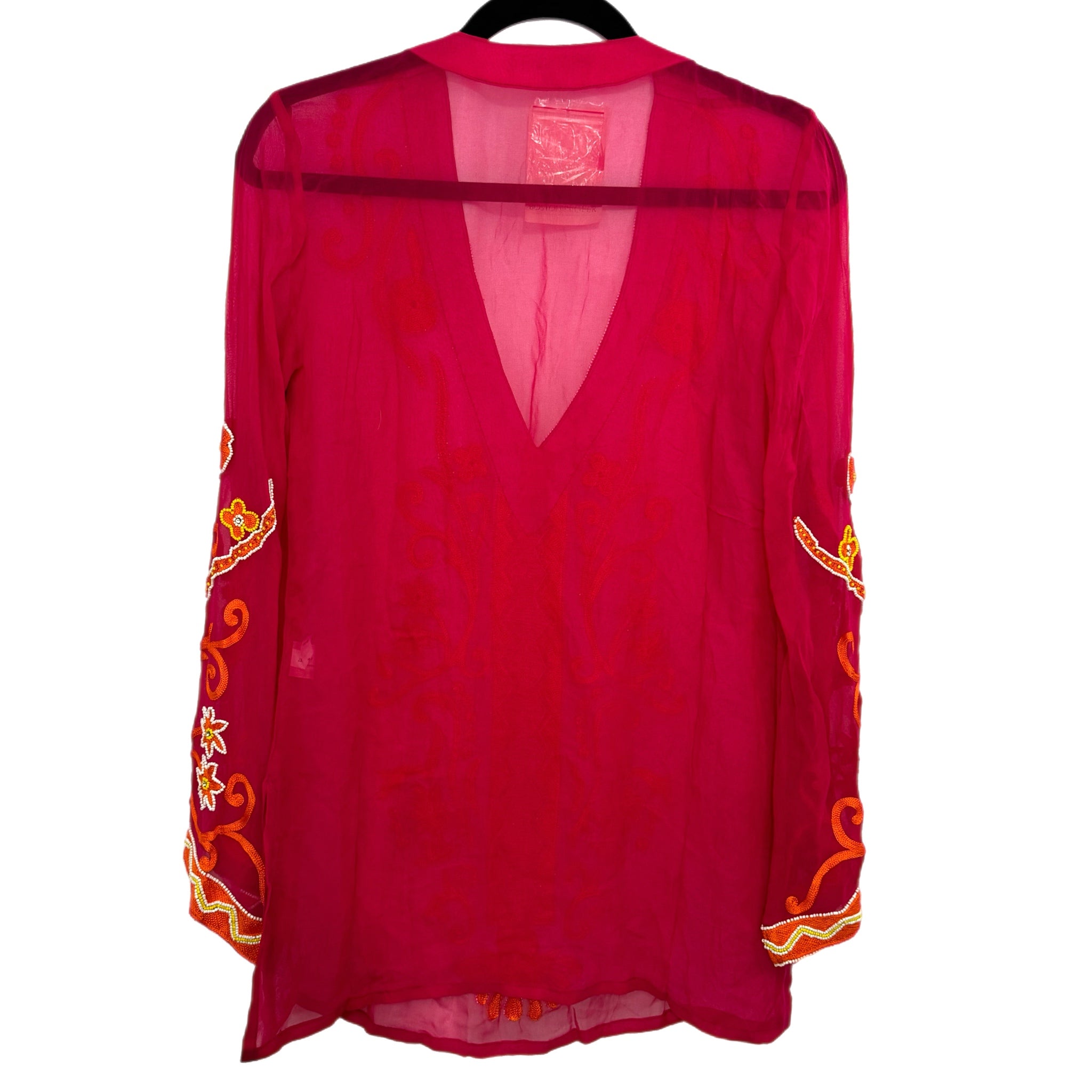 Boston Proper Resort Embroidered Sheer Tunic Top Womens Sz XXS MSRP $129 NWT