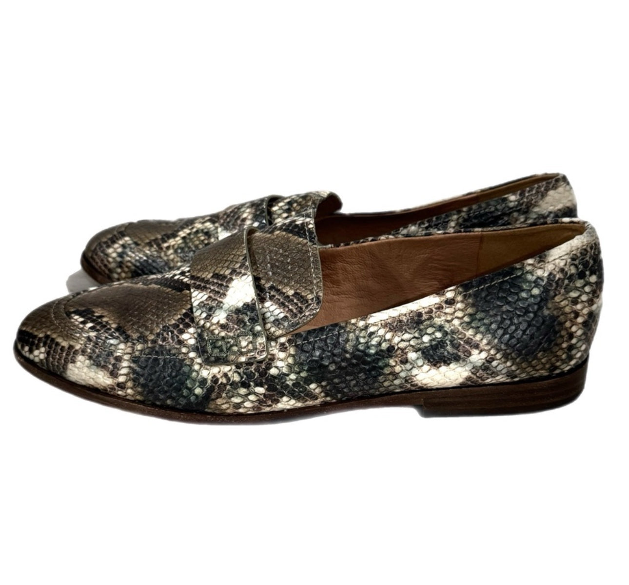 MADEWELL Genuine Leather Loafers Stamped Snake Preppy Lady Shoe Sz 10 MSRP $148