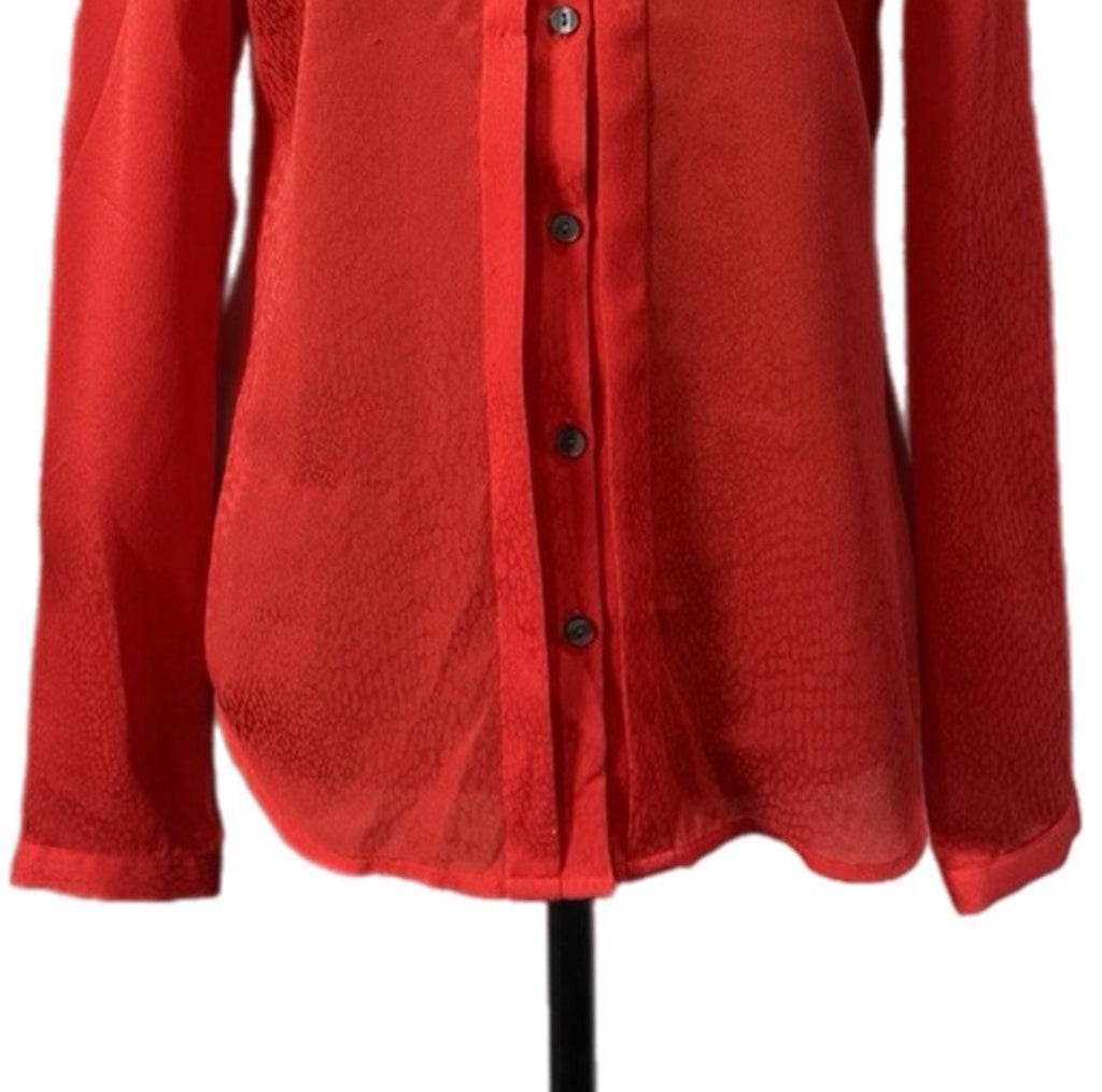 Ann Taylor Crimson Red Blouse Button-Up Top Pleated NWT Sz 6 MSRP $98