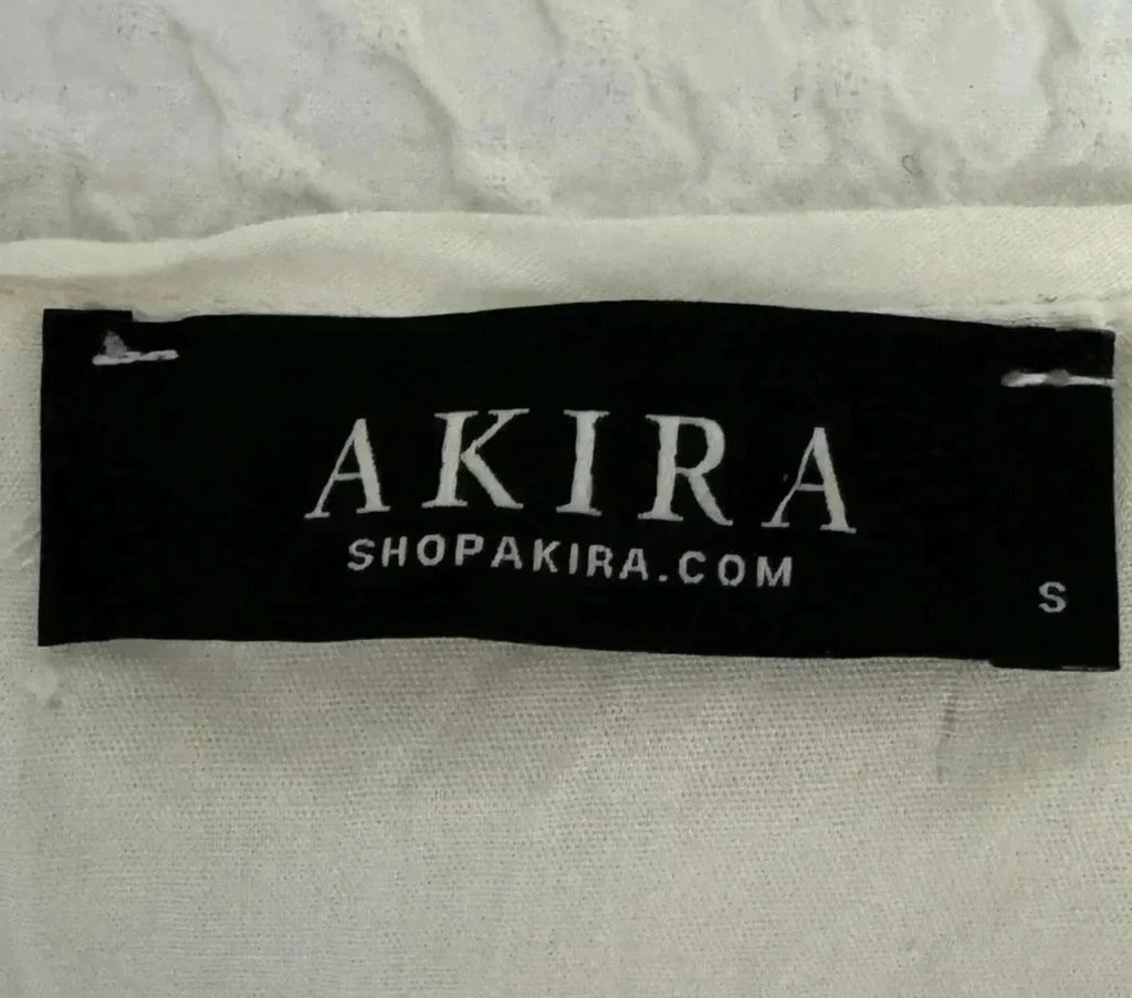 AKIRA White Silver Sequin Cocktail Mini Dress Long Sleeve V Neck Sz S