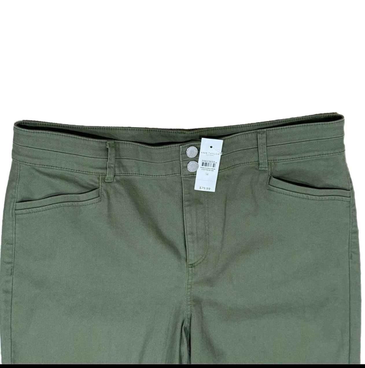Ann Taylor High Rise Slim Wide Leg Crop Pants Olive Trousers NWT Sz 14
