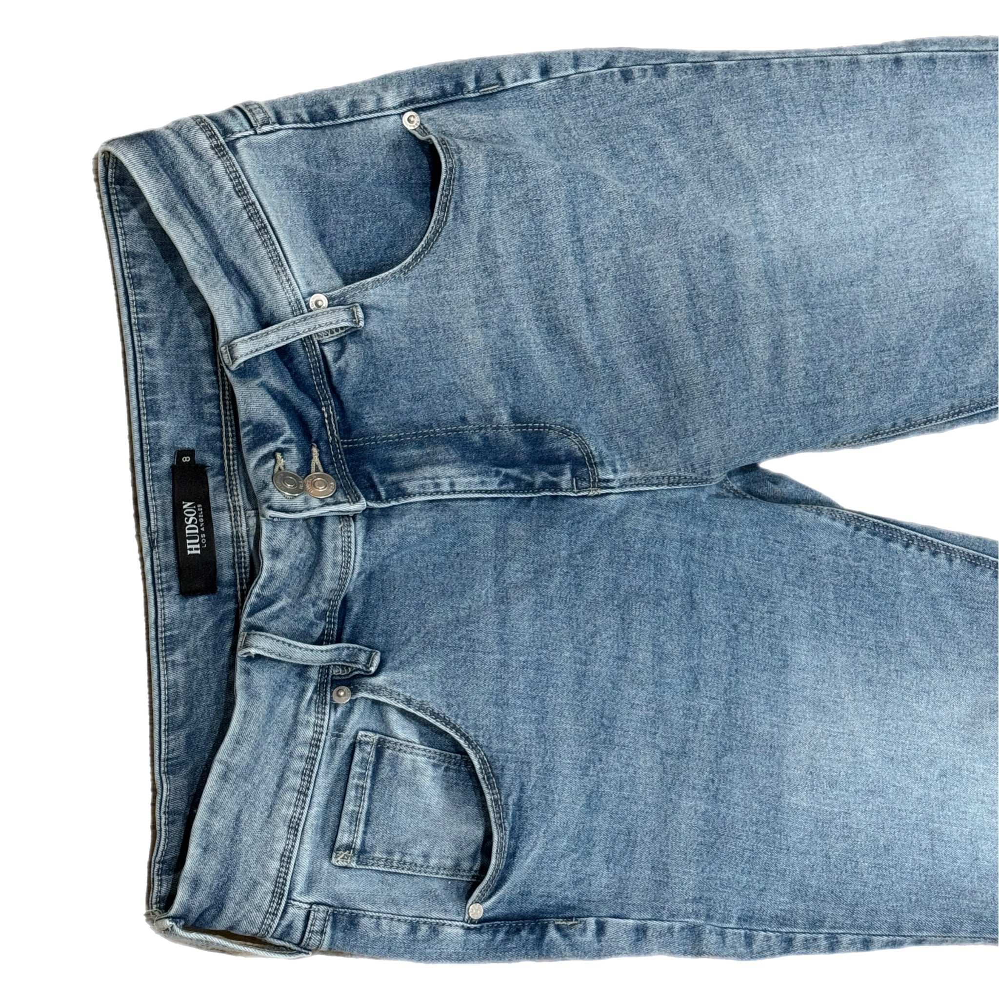 HUDSON Jeans Women’s Light Wash Straight Leg Flap Pockets Denim Mid Rise Sz 8