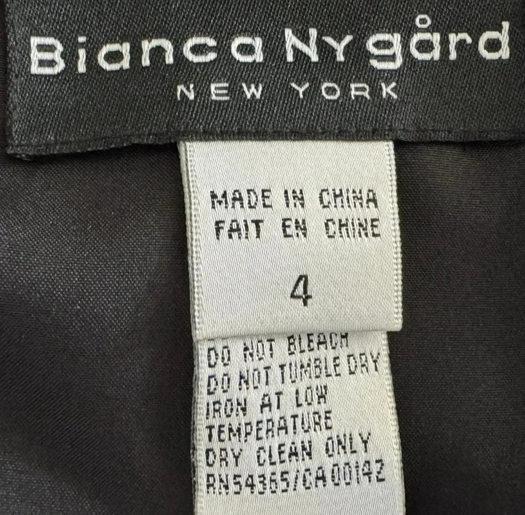 NWT BIANCA NYGARD 100% Silk Beaded Skirt Black Tulip Ruffle Hem Sz 4