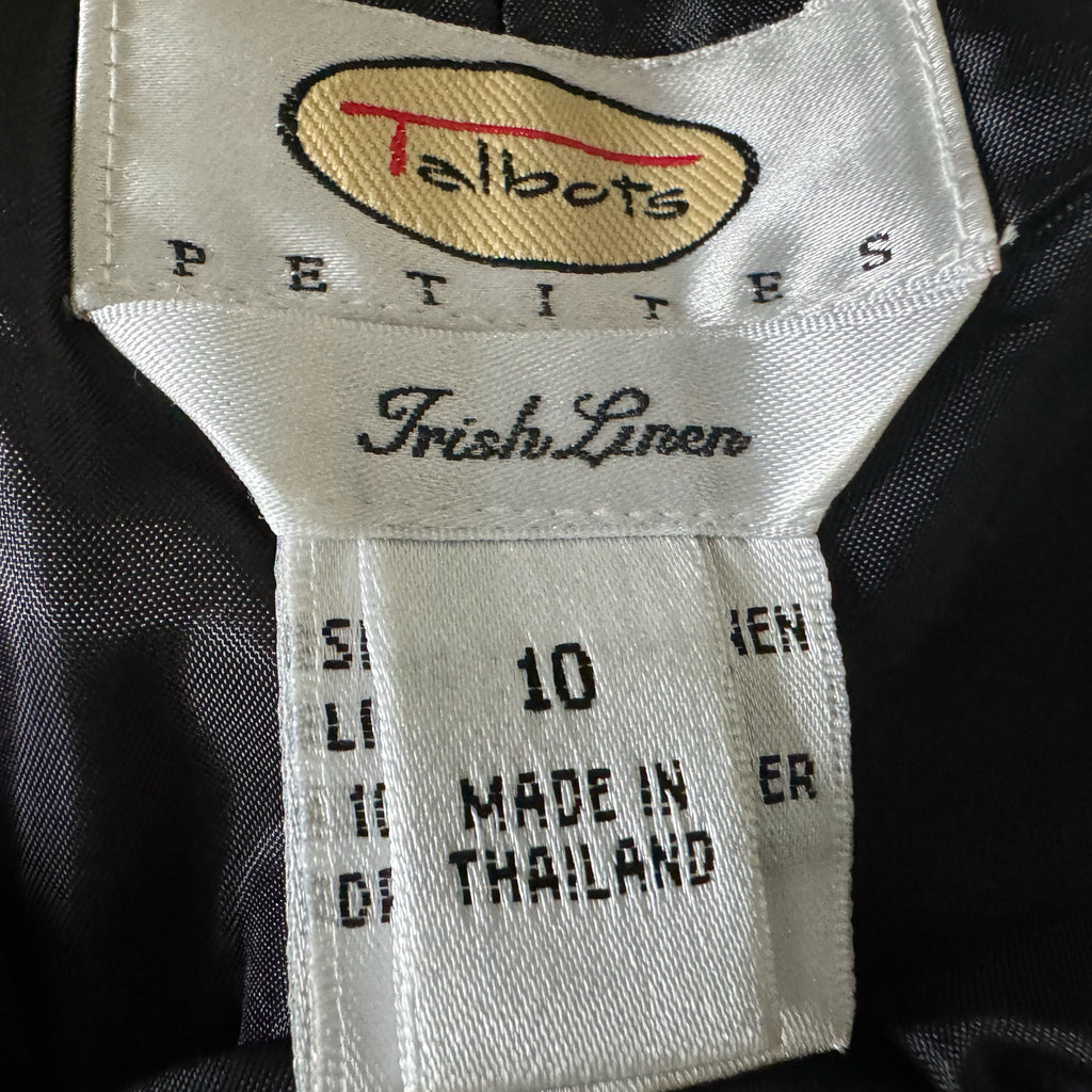 Vintage Talbots Petites 100% Irish Linen Black Straight Leg Ankle Pant Sz 10 NWT
