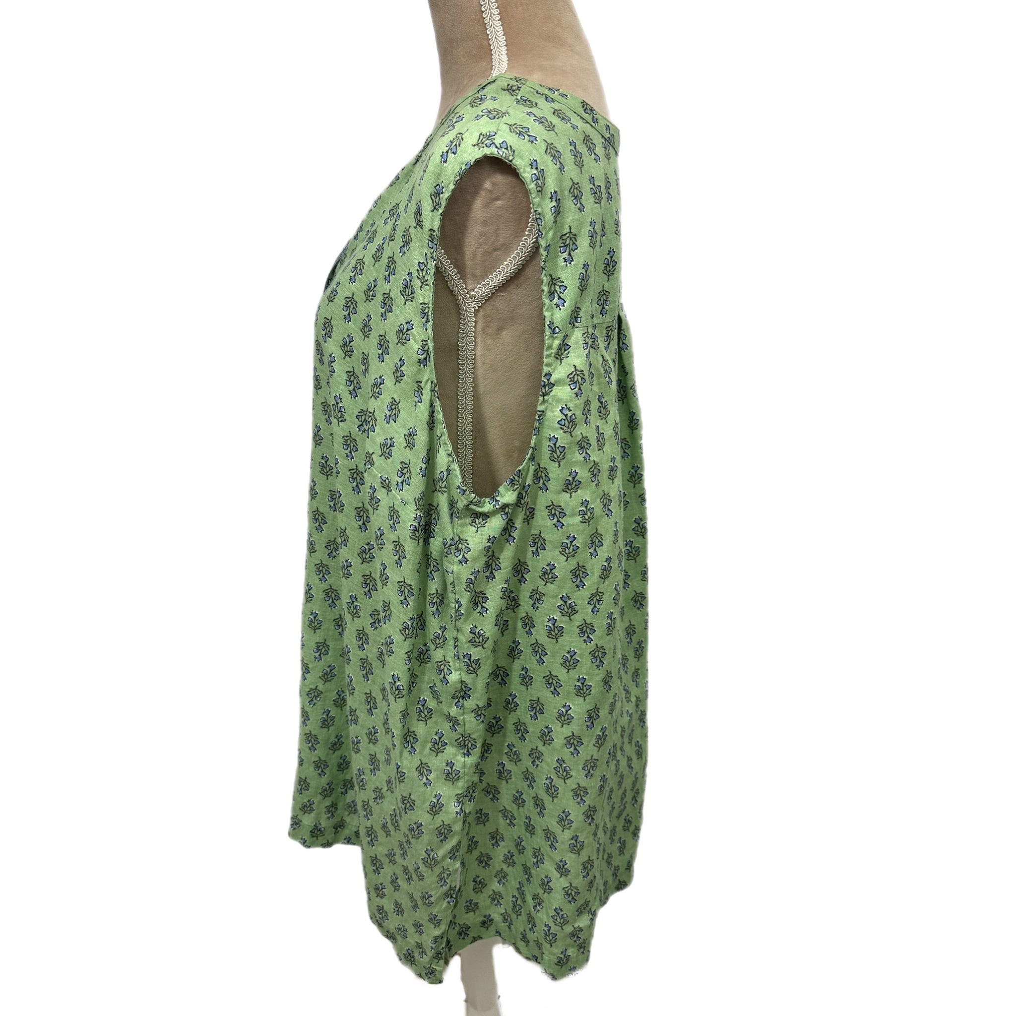 J. Jill Linen Tank Blouse Multi Green Floral Women’s Sz 2X Coastal Preppy