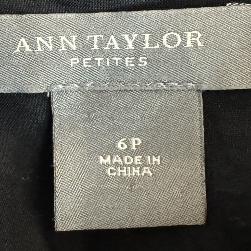 ANN TAYLOR Black Polka Dot Skirt Women’s 100% Cotton Full Knee Lace Hem Sz 6P