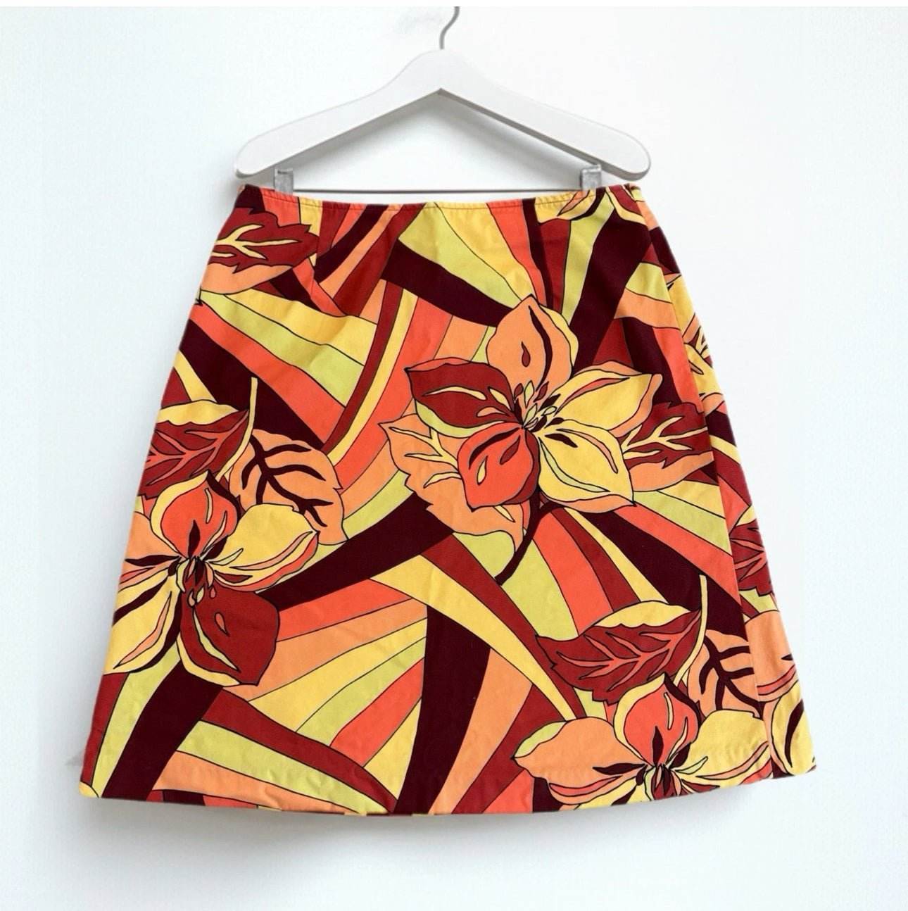 Vintage Talbots Women's A Line Skirt Hippie Chic Floral 100% Cotton Sz 10 Medium