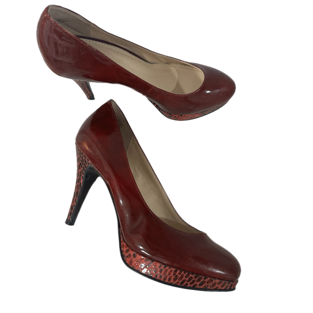 Enzo Angiolini High Heels Women’s Merlot Snake Skin Vegan Patent Leather Sz 6