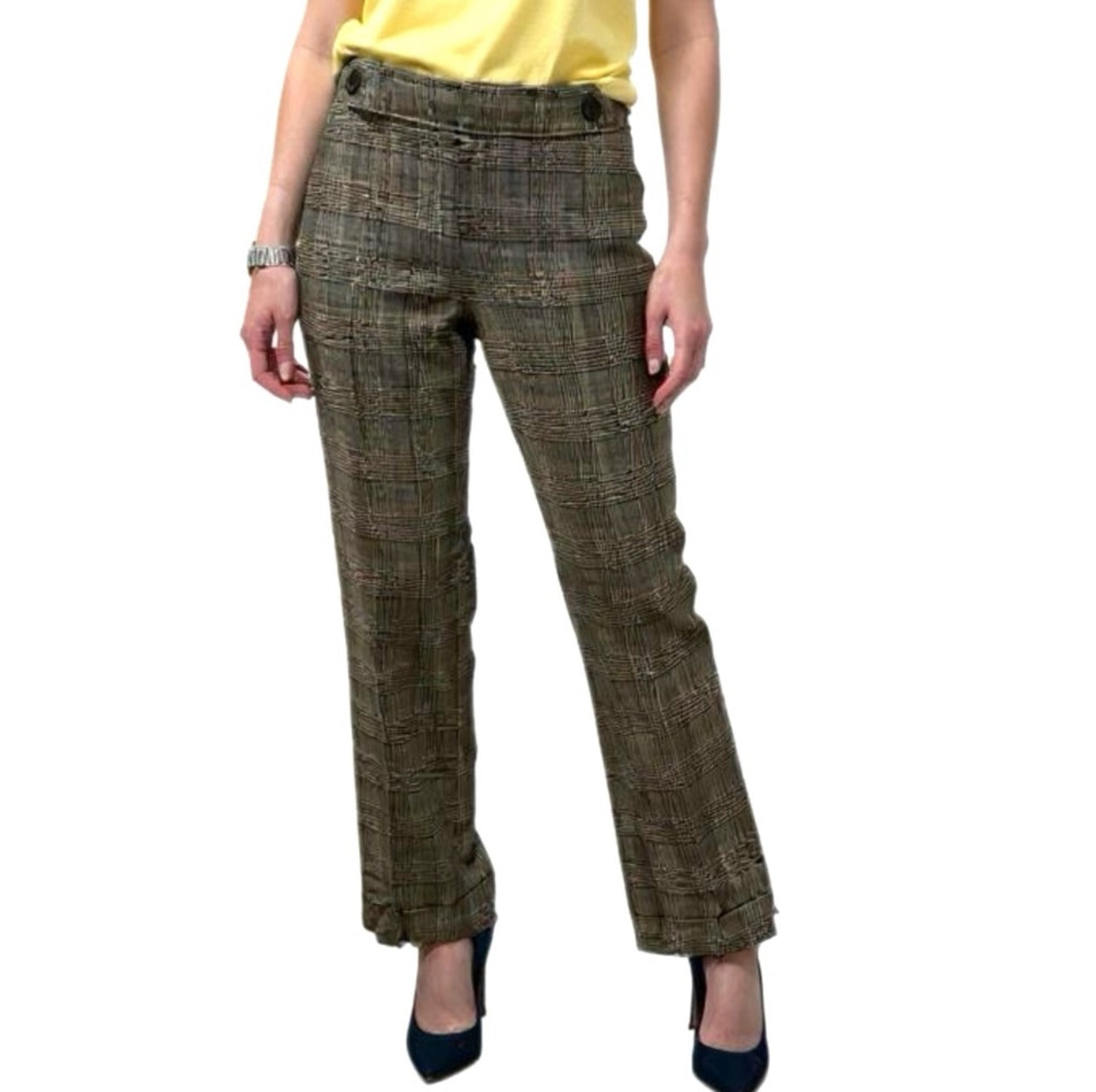 Ann Taylor Wool Blend Plaid Dress Pant Trousers Autumn Check Flare Leg Sz 2P