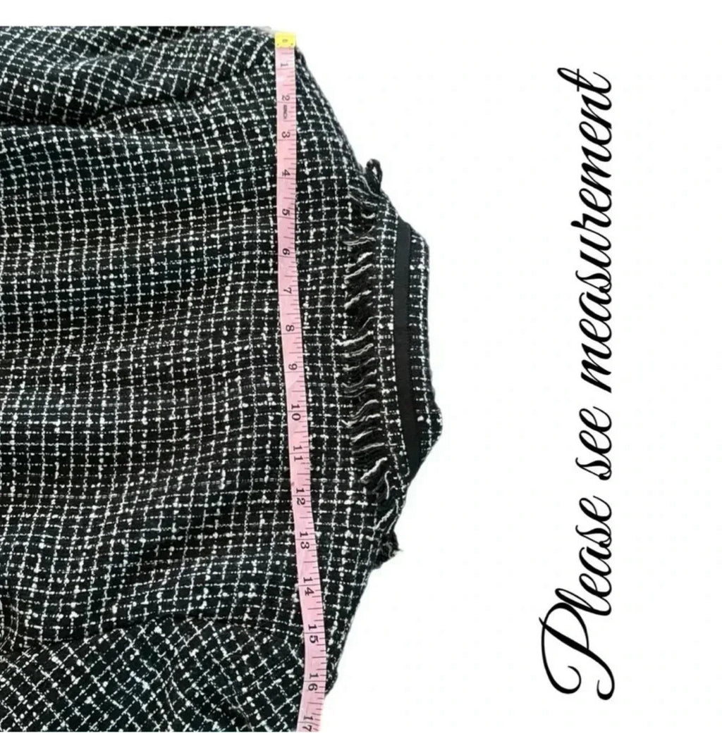BISOU BISOU Michelle Bohbot Black & White Tweed Blazer Jacket Sz 6 Small