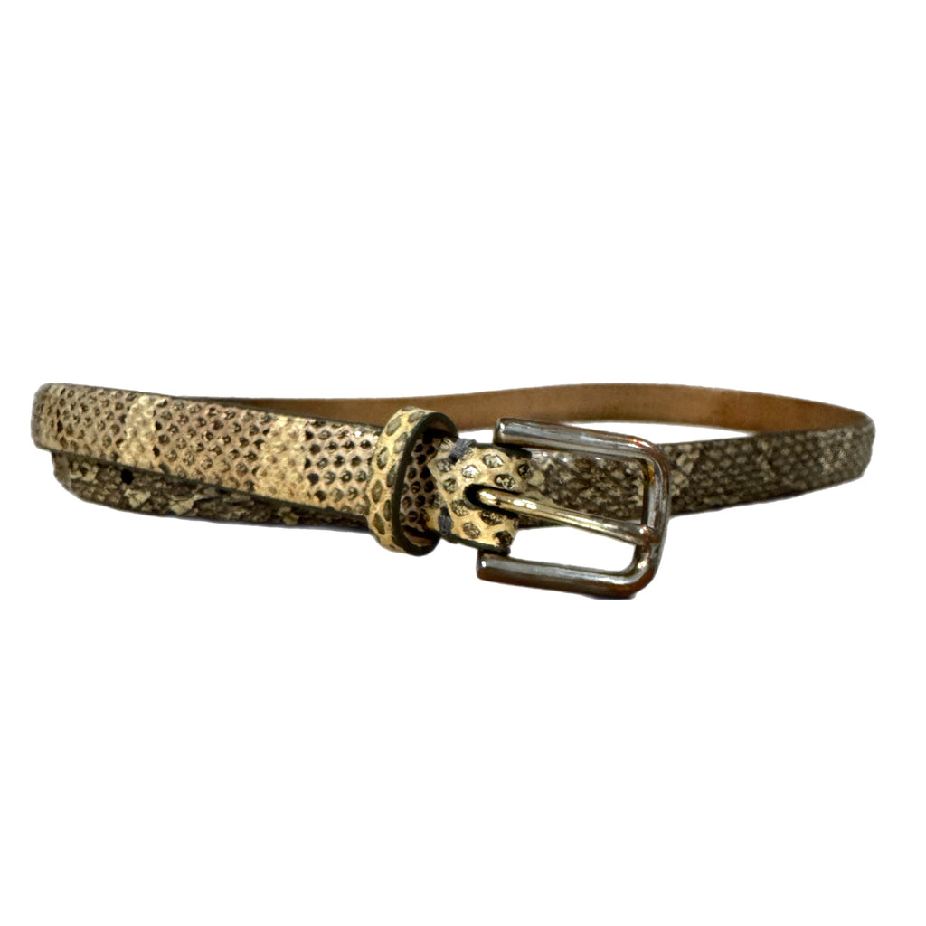 J. Crew Women’s Genuine Leather Belt Chic Snakeskin Print Sz Small 4/6 VTG Style