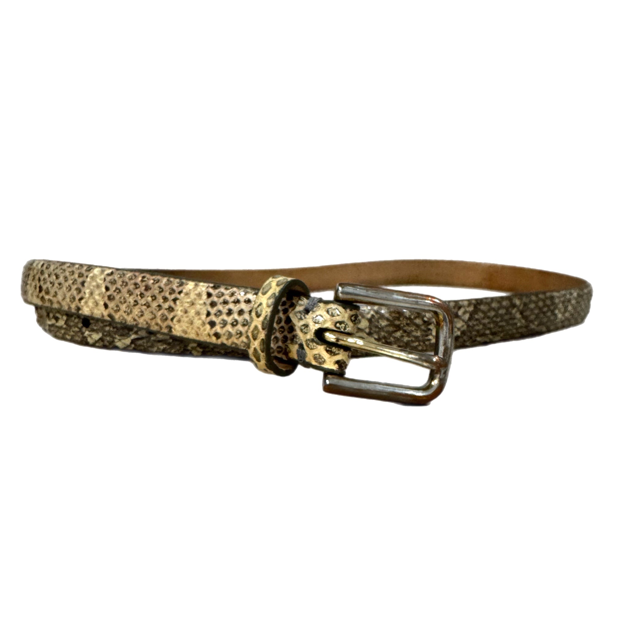J. Crew Women’s Genuine Leather Belt Chic Snakeskin Print Sz Small 4/6 VTG Style