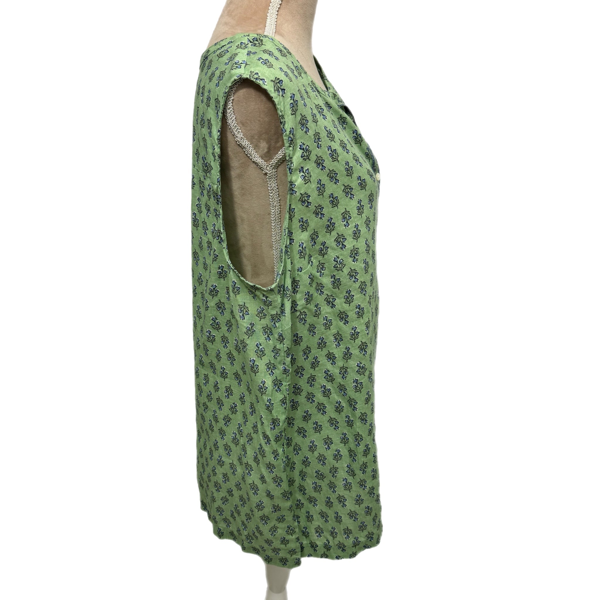 J. Jill Linen Tank Blouse Multi Green Floral Women’s Sz 2X Coastal Preppy