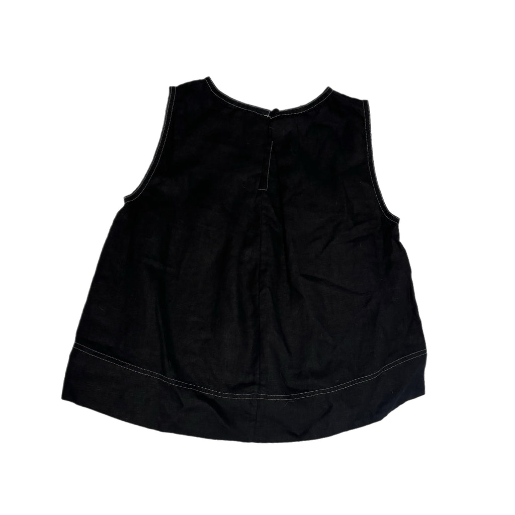 MADEWELL Linen Pleated Shell Top Women’s XS / S Jet Black Minimalist Chic Blouse
