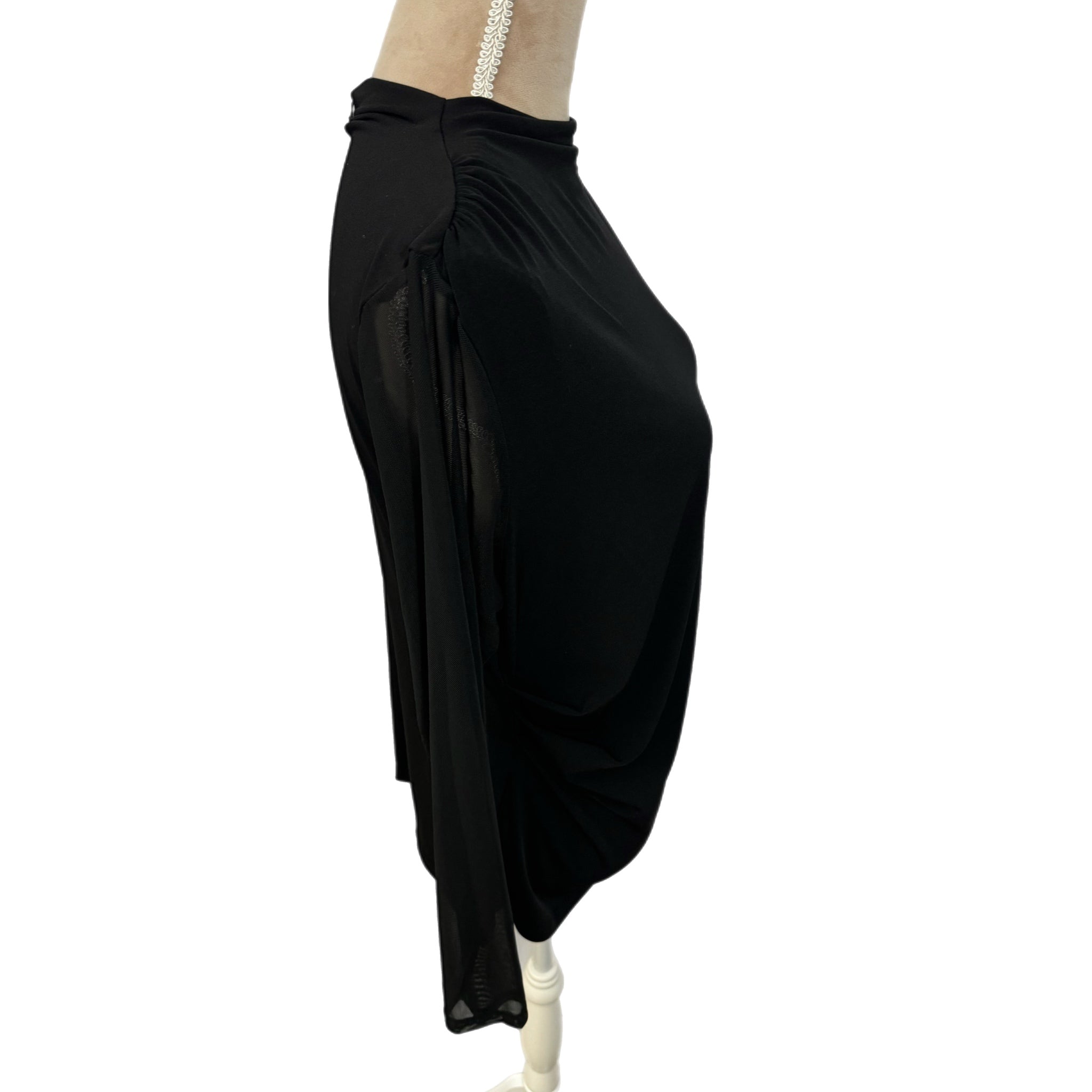 Calvin Klein Modern Essentials Black Blouse NWT Sheer Sleeve Women’s Size L