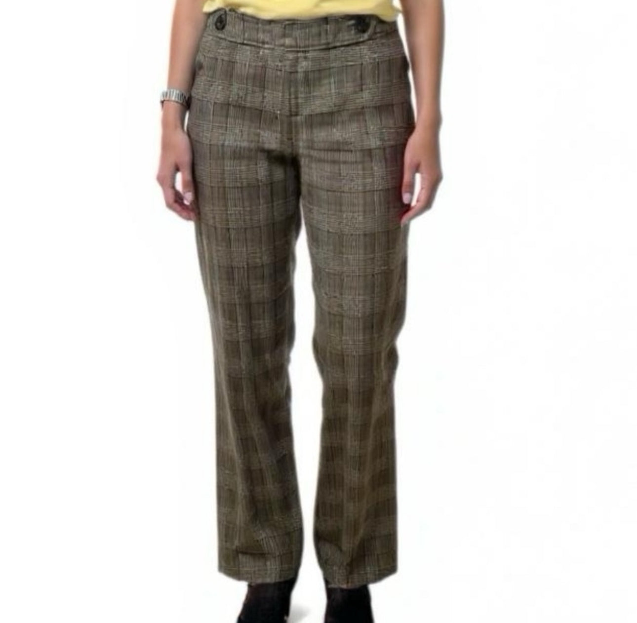 Ann Taylor Wool Blend Plaid Dress Pant Trousers Autumn Check Flare Leg Sz 2P