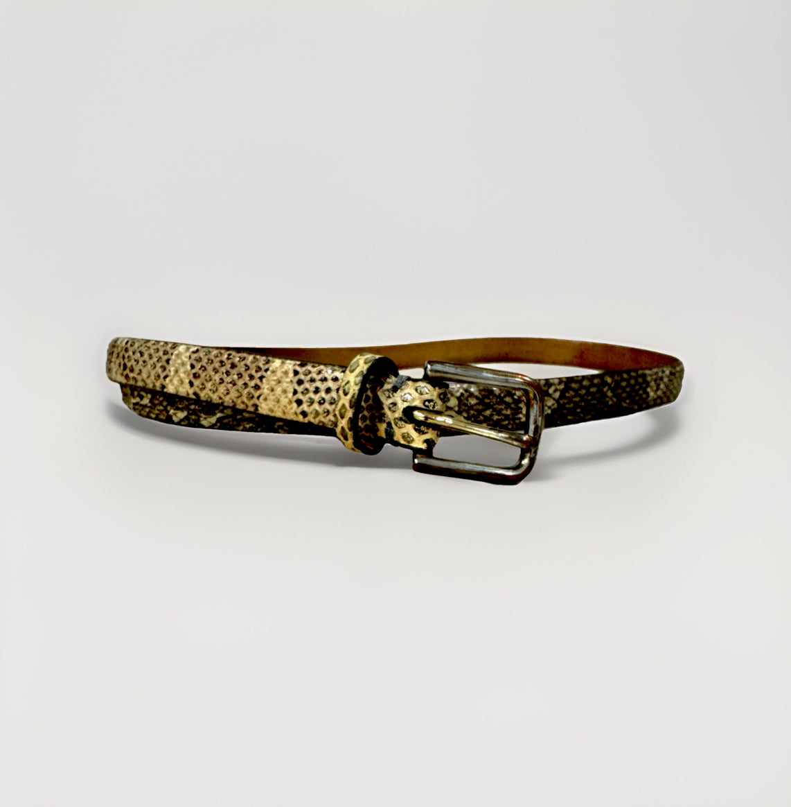 J. Crew Women’s Genuine Leather Belt Chic Snakeskin Print Sz Small 4/6 VTG Style