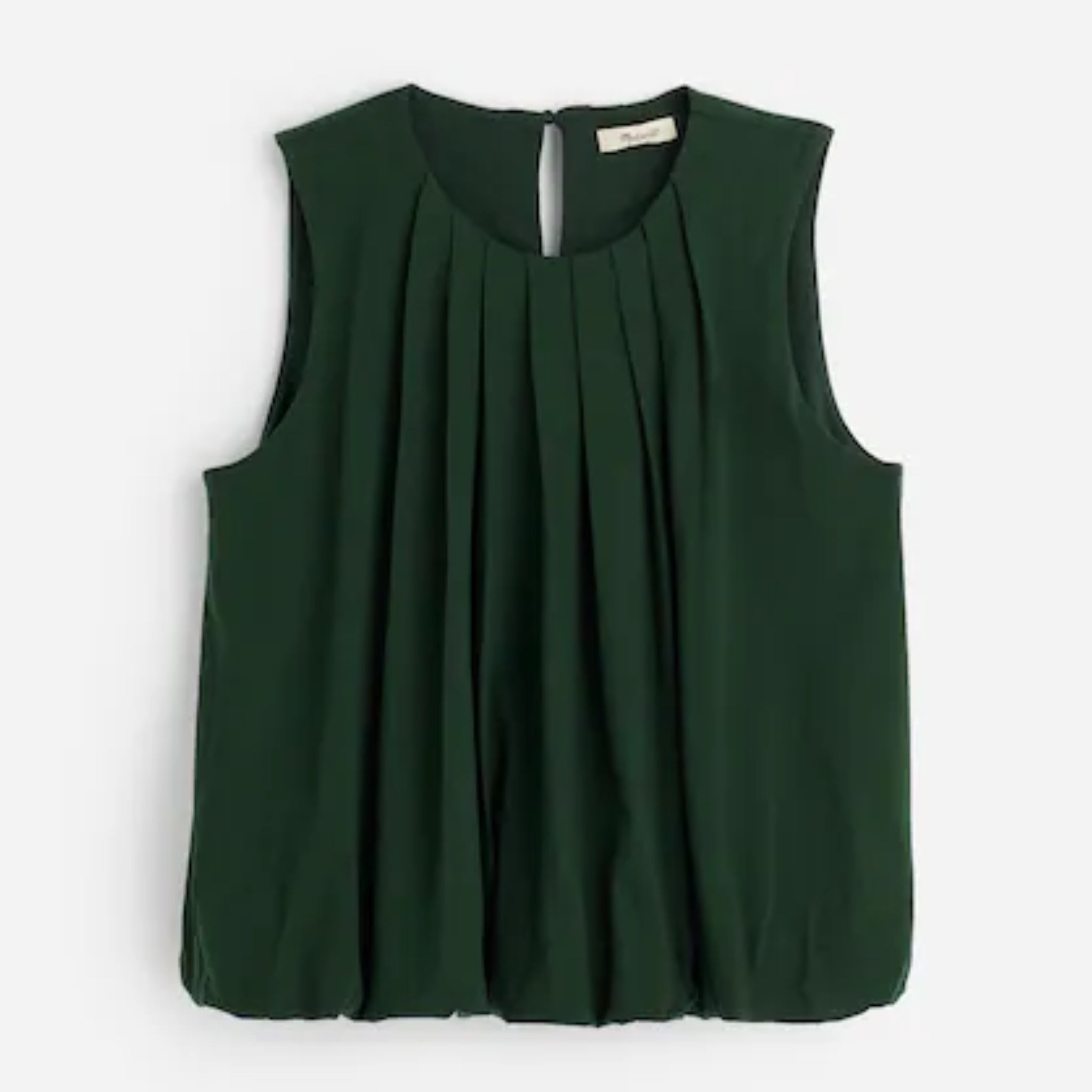 MADEWELL Sleeveless Crewneck Bubble Tank Top Sz XXS (Fits XS) Green Pleated New