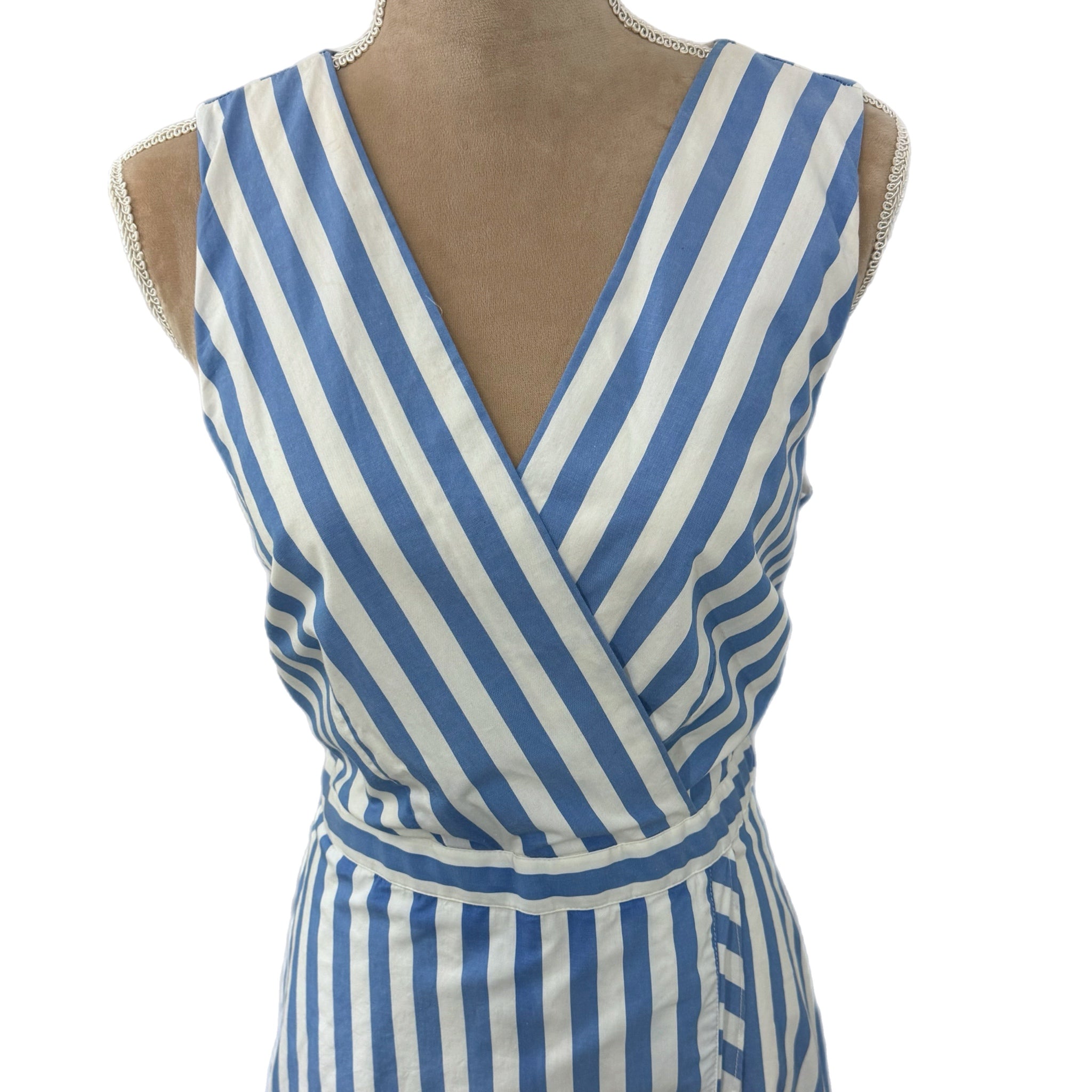 J.CREW Coastal Chic V Neck Dress Cotton Poplin Midi Ruffle Hem Women’s Sz 10